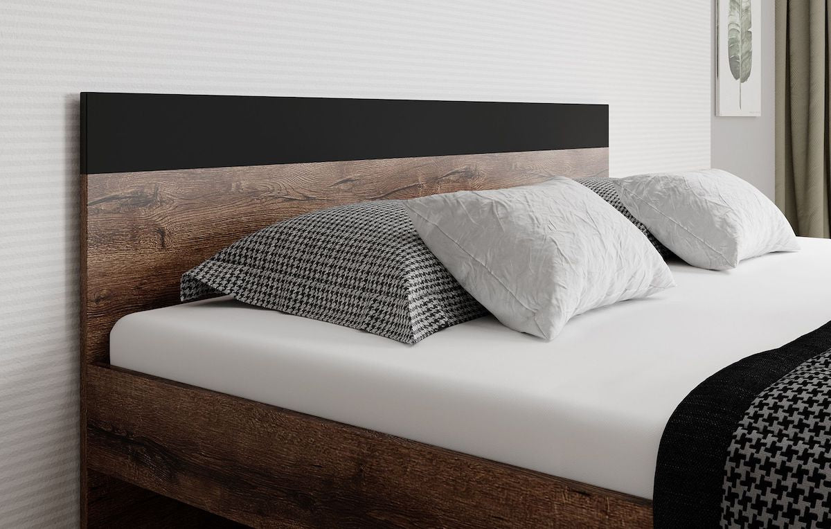 Brown - Tweepersoonsbed - Zwart/Eiken - 180x200 cm