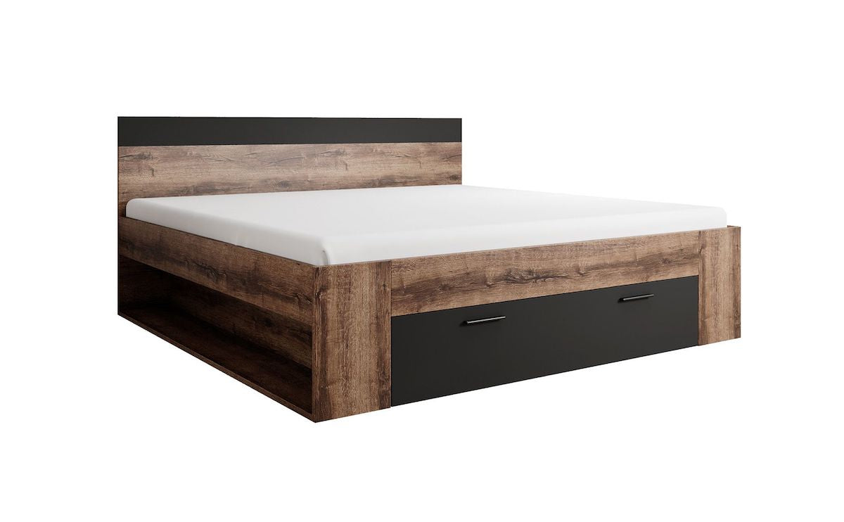 Brown - Tweepersoonsbed - Zwart/Eiken - 180x200 cm