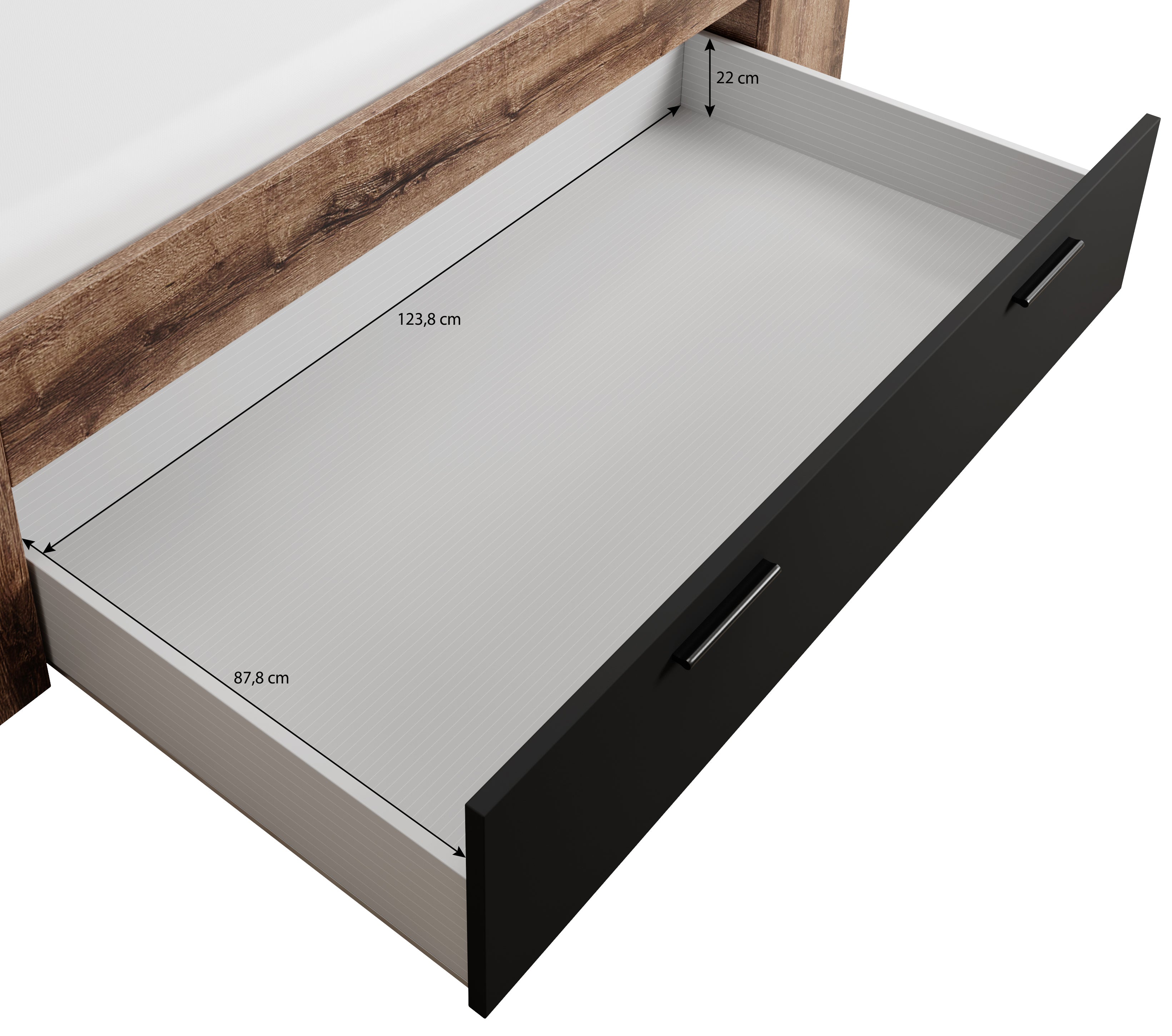 Brown - Tweepersoonsbed - Zwart/Eiken - 180x200 cm