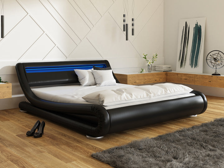 Carson - Tweepersoonsbed met verlichting - Zwart - 160x200 cm