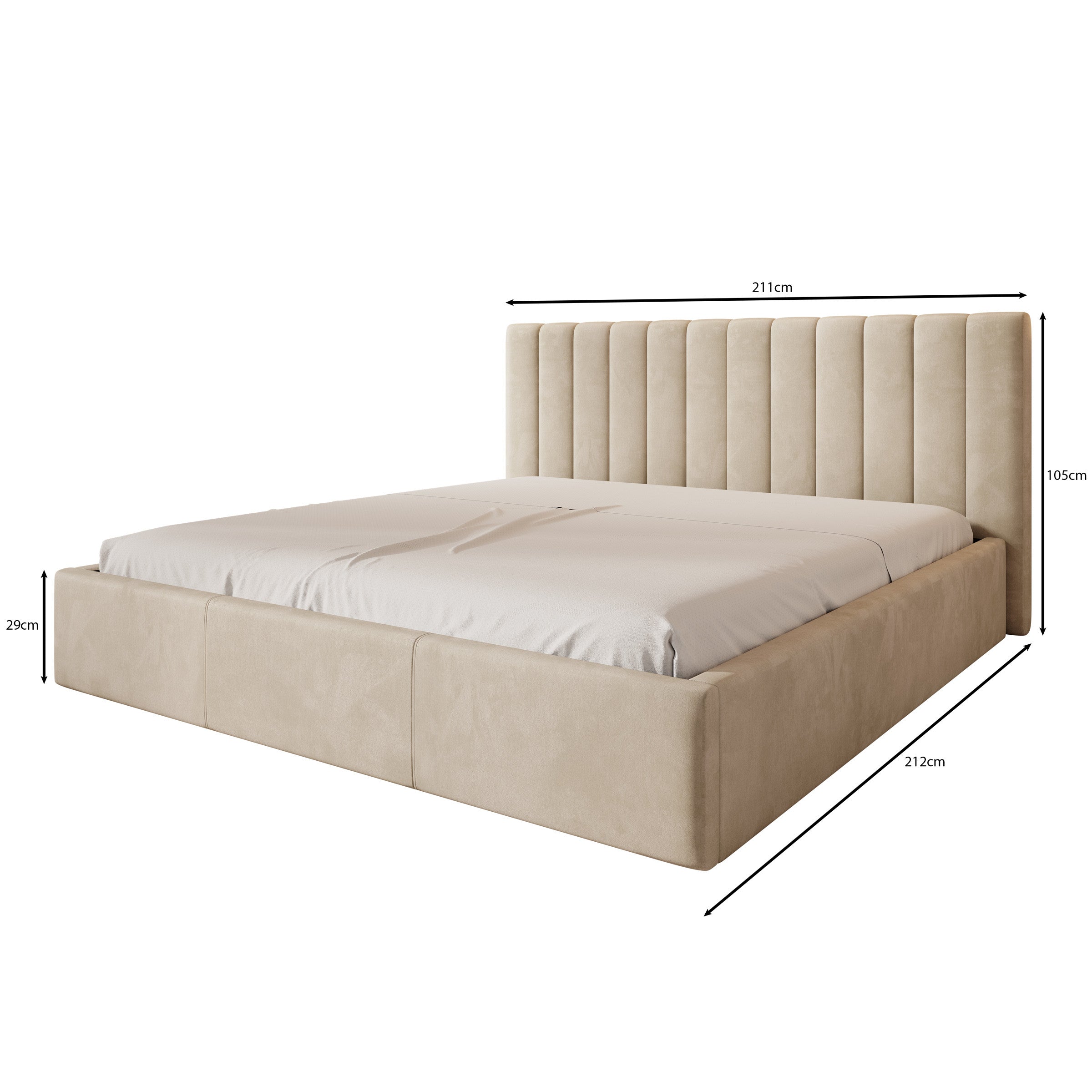 Chief - Tweepersoonsbed - Velvet grijs - 200x200 cm
