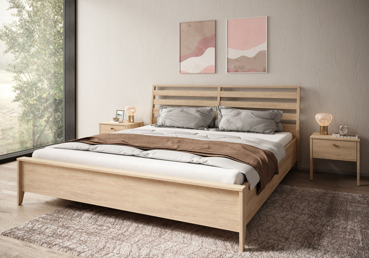 Cody - Tweepersoonsbed met opbergruimte - Eiken - 180x200 cm