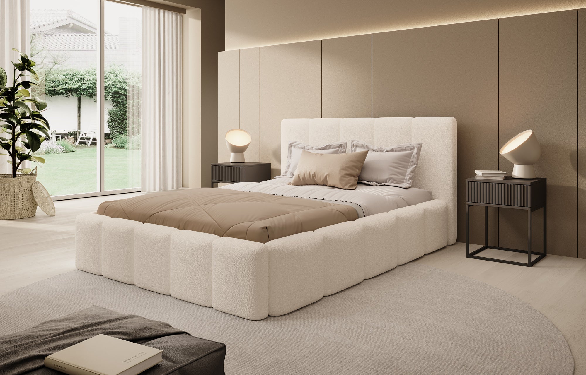 Excalibur - Tweepersoonsbed - Teddystof beige - 140x200 cm