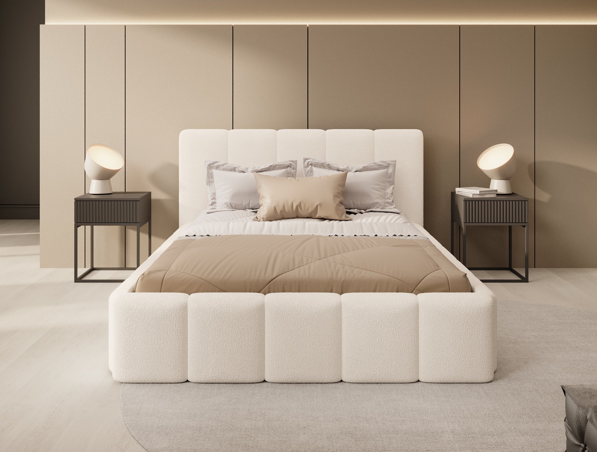 Excalibur - Tweepersoonsbed - Teddystof beige - 140x200 cm