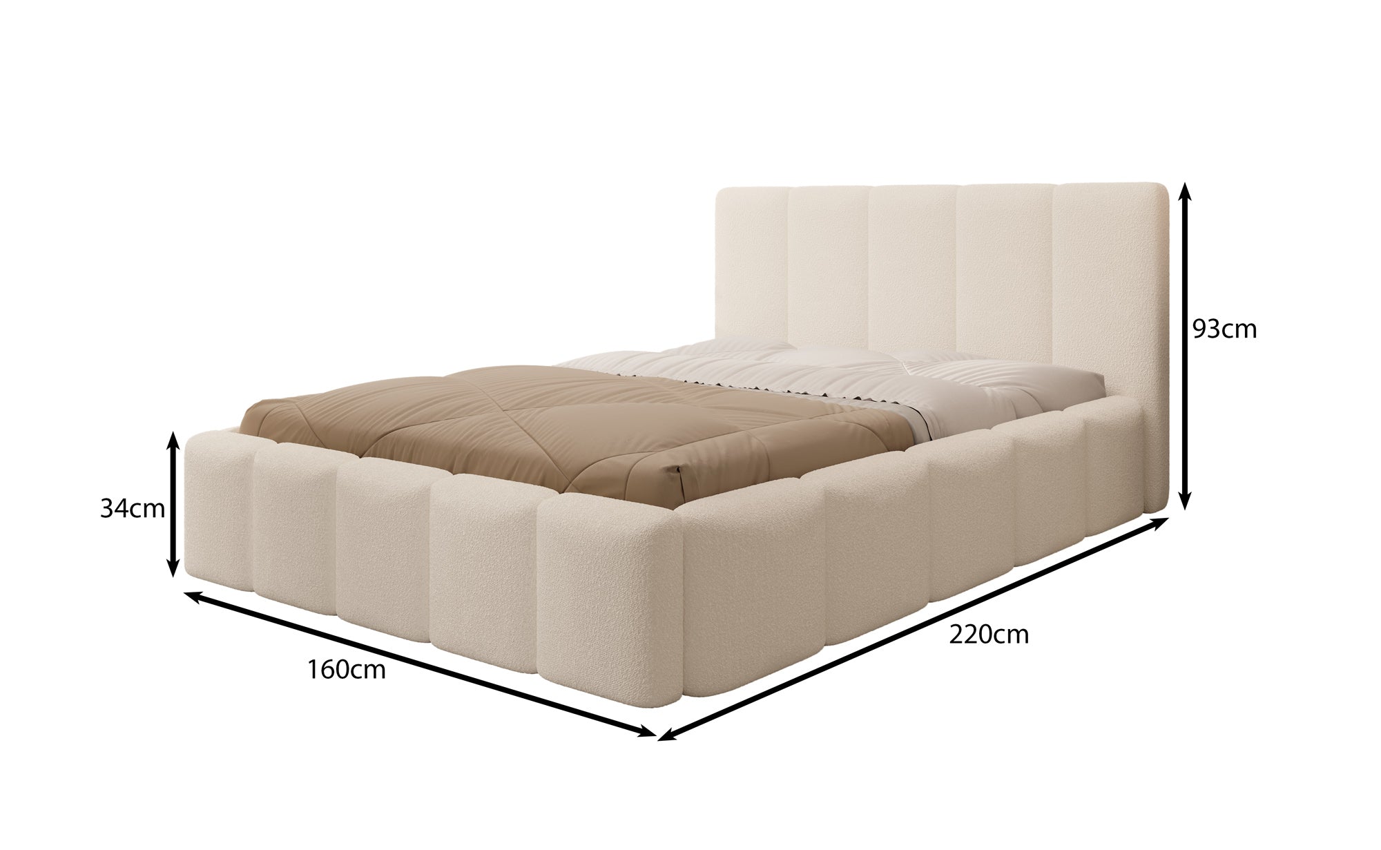 Excalibur - Tweepersoonsbed - Teddystof beige - 140x200 cm