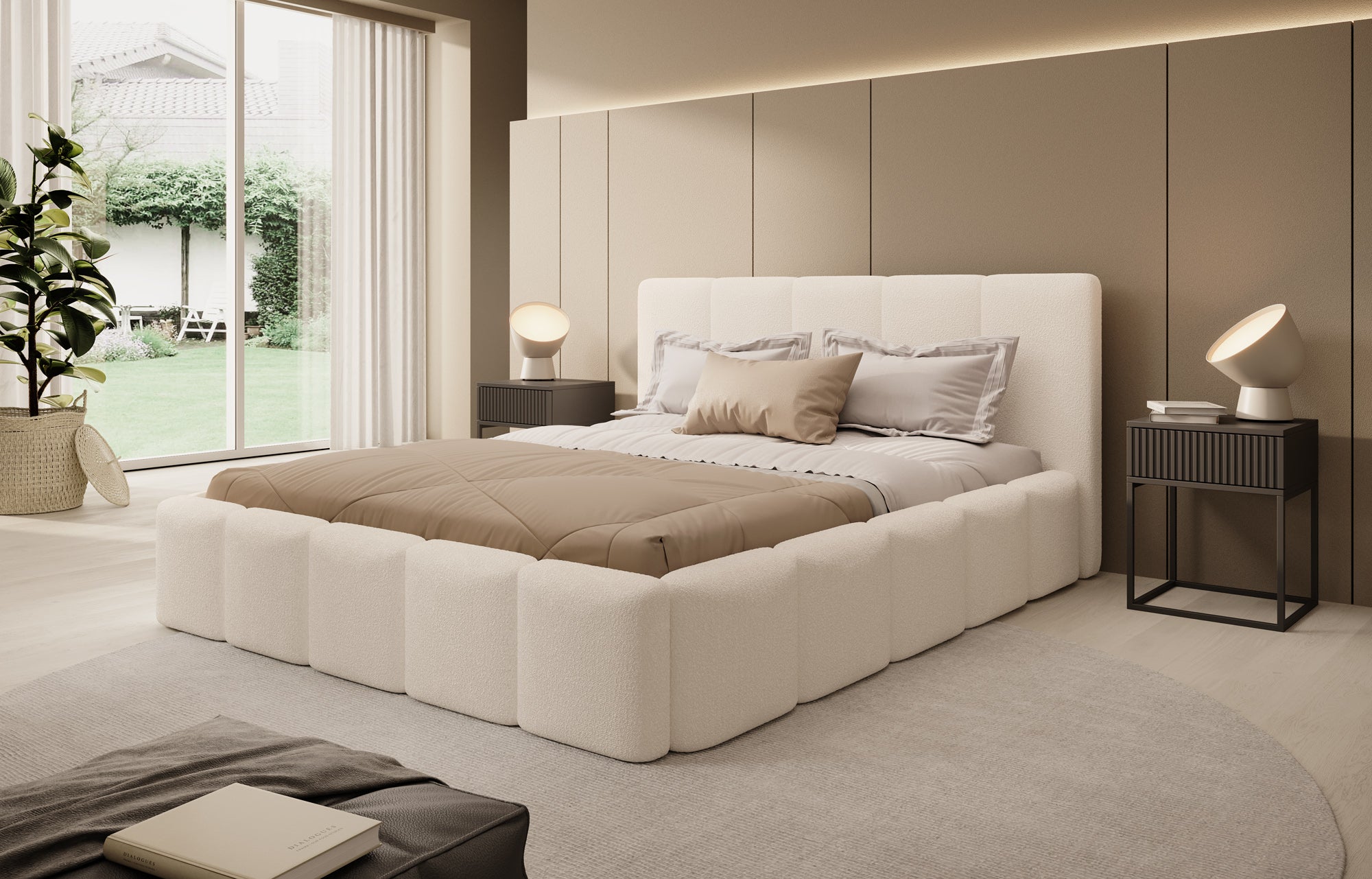 Excalibur - Tweepersoonsbed - Teddystof beige - 160x200 cm