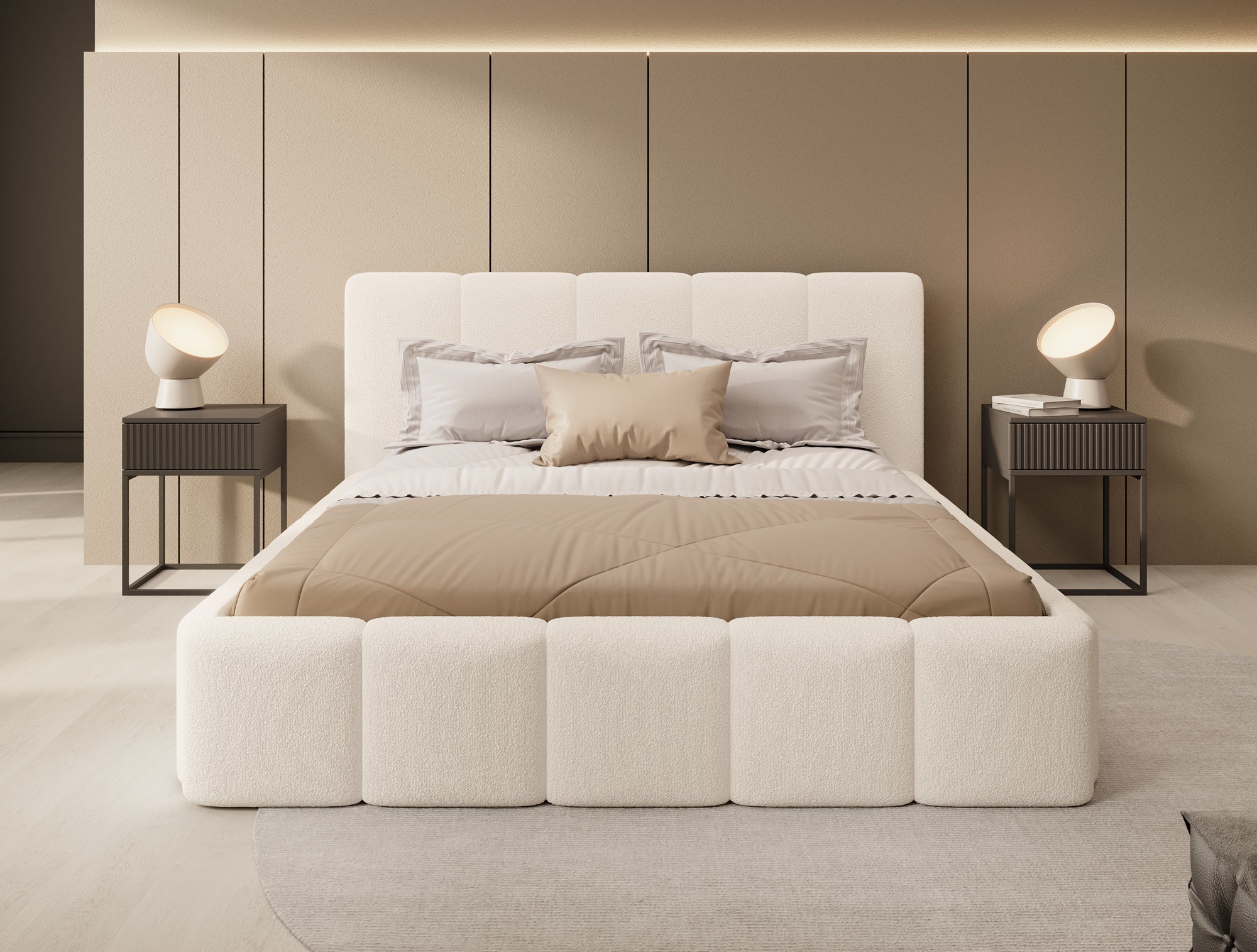 Excalibur - Tweepersoonsbed - Teddystof beige - 160x200 cm