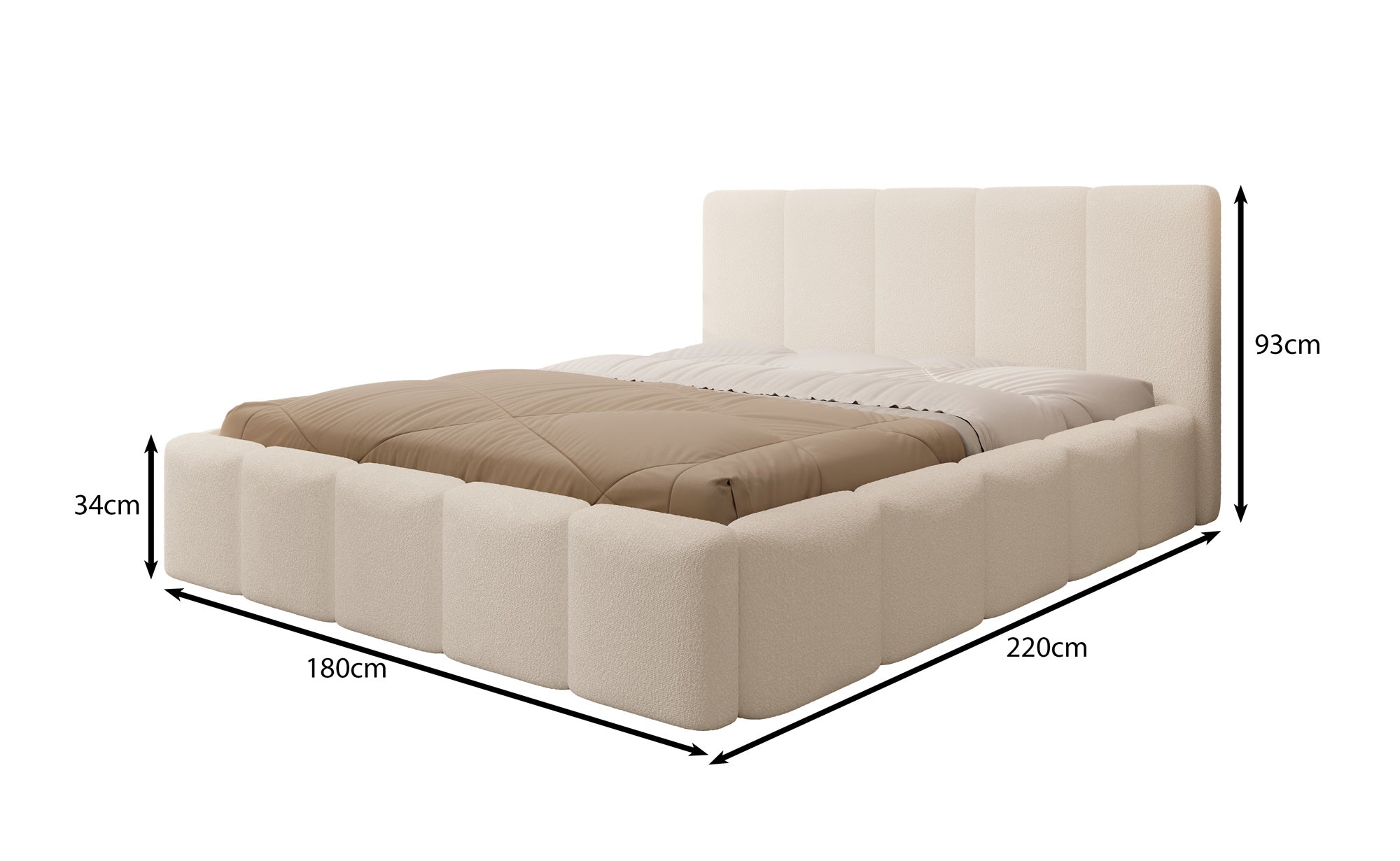 Excalibur - Tweepersoonsbed - Teddystof beige - 160x200 cm