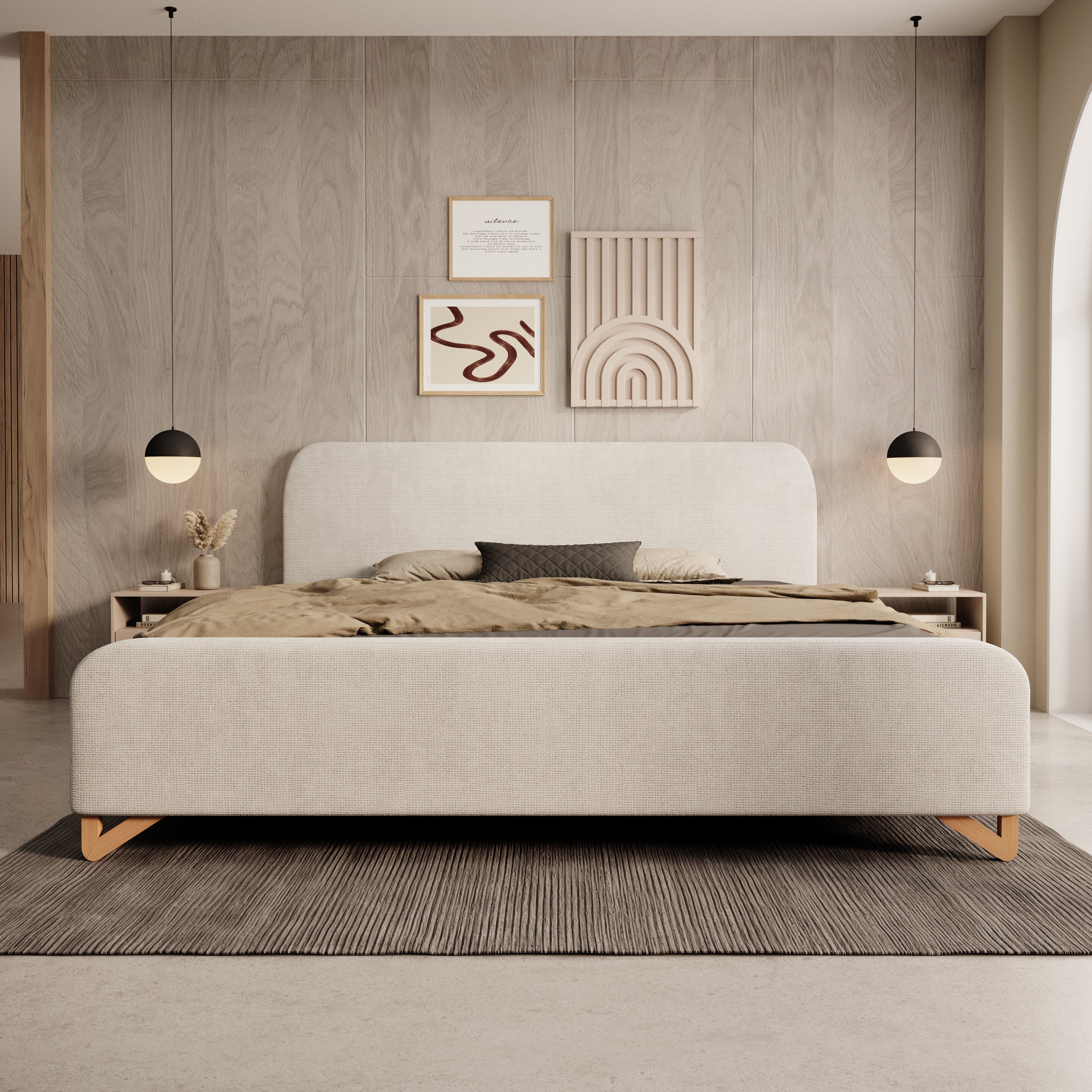 Fortaleza - Tweepersoonsbed - Stof beige - 180x200 cm
