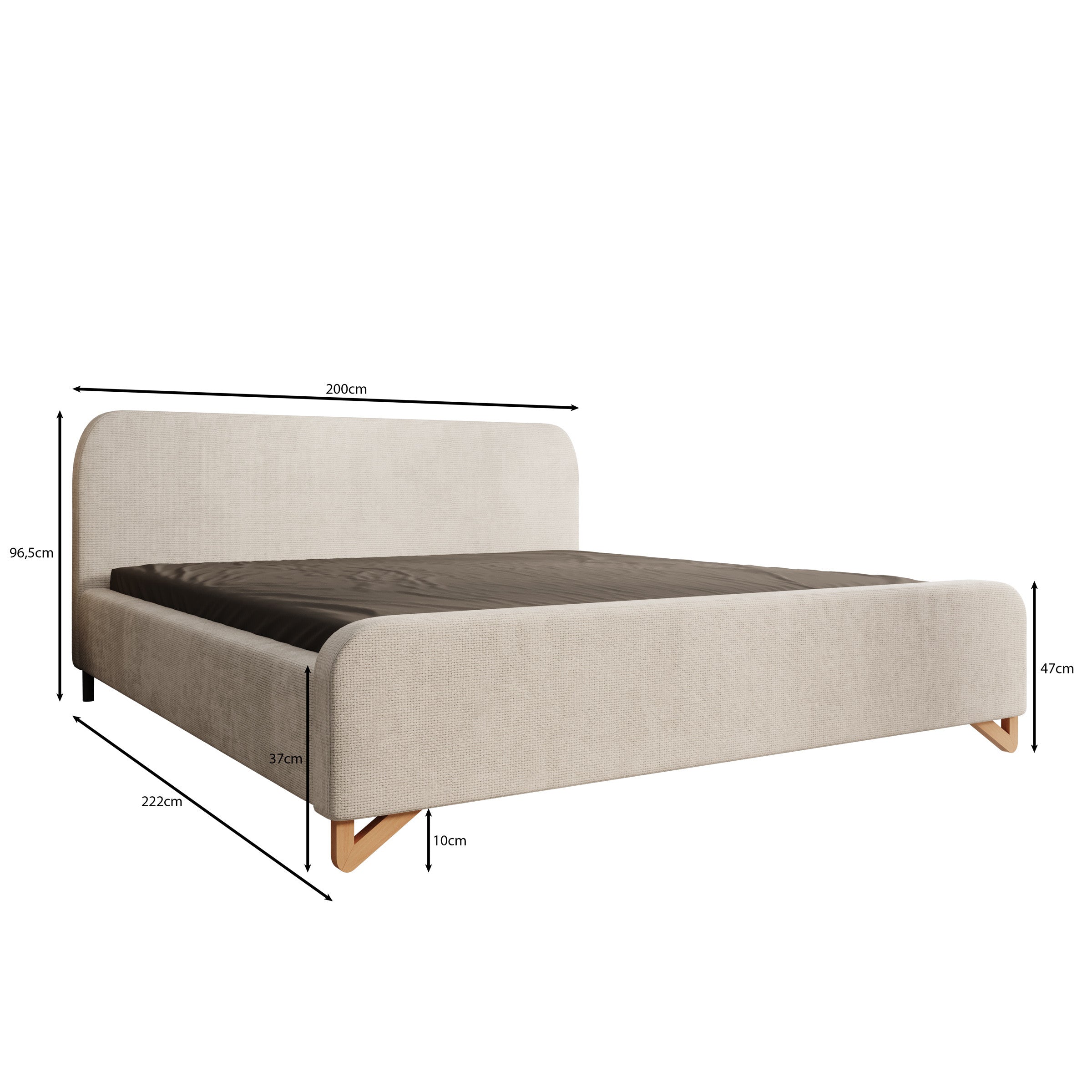 Fortaleza - Tweepersoonsbed - Stof beige - 180x200 cm