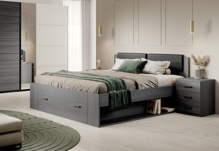 Gina - Tweepersoonsbed met lade - Antraciet - 180x200 cm