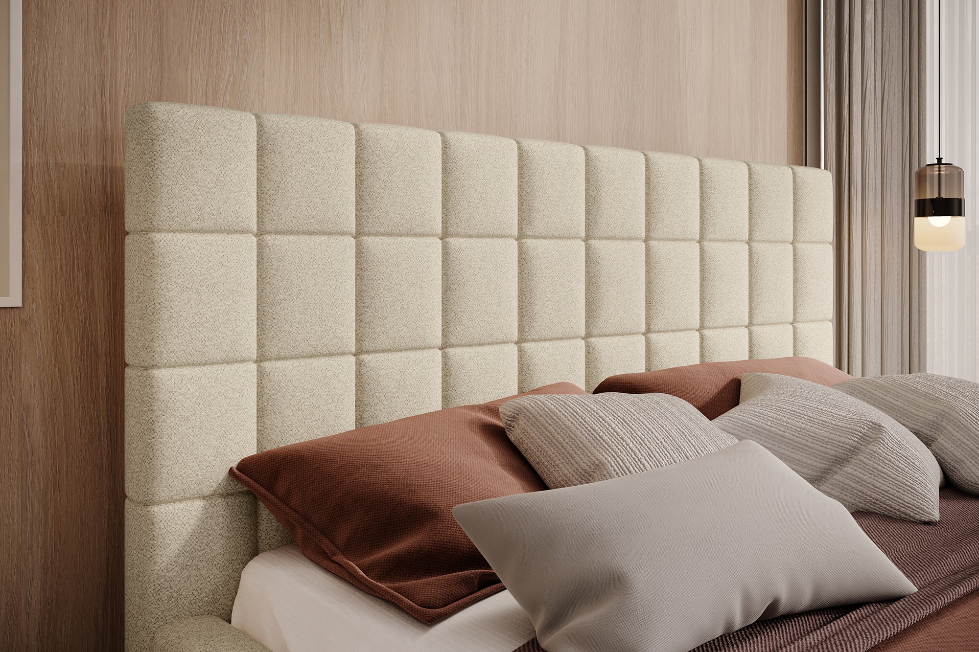 Great - Tweepersoonsbed - Stof beige - 180x200 cm