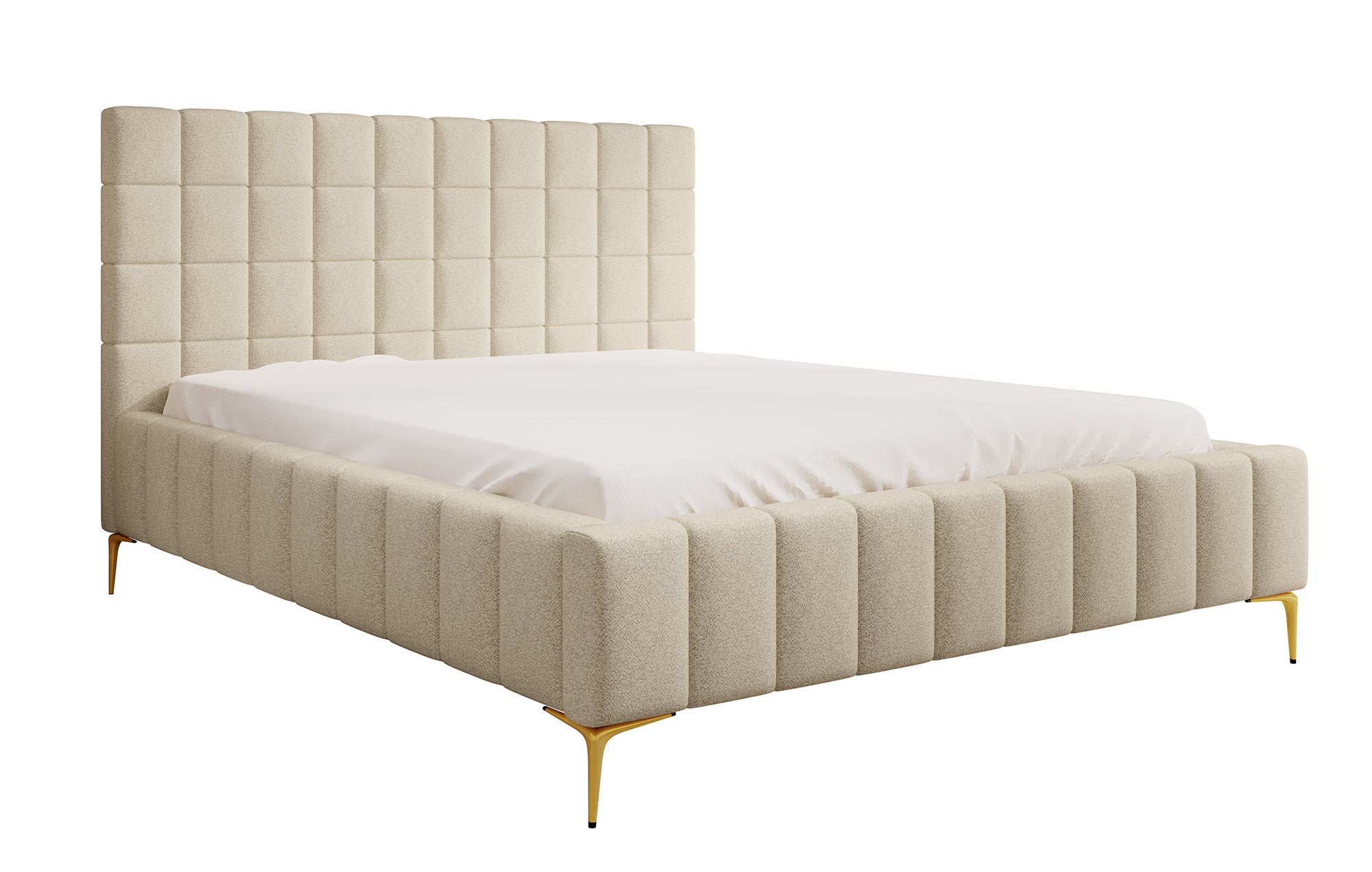 Great - Tweepersoonsbed - Stof beige - 180x200 cm