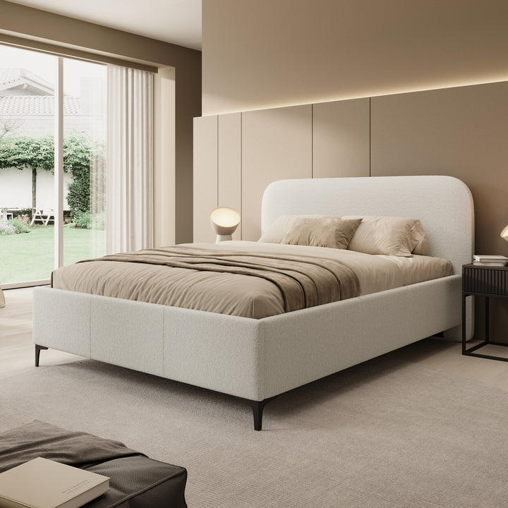 Helsink - Tweepersoonsbed - Teddystof beige - 160x200 cm