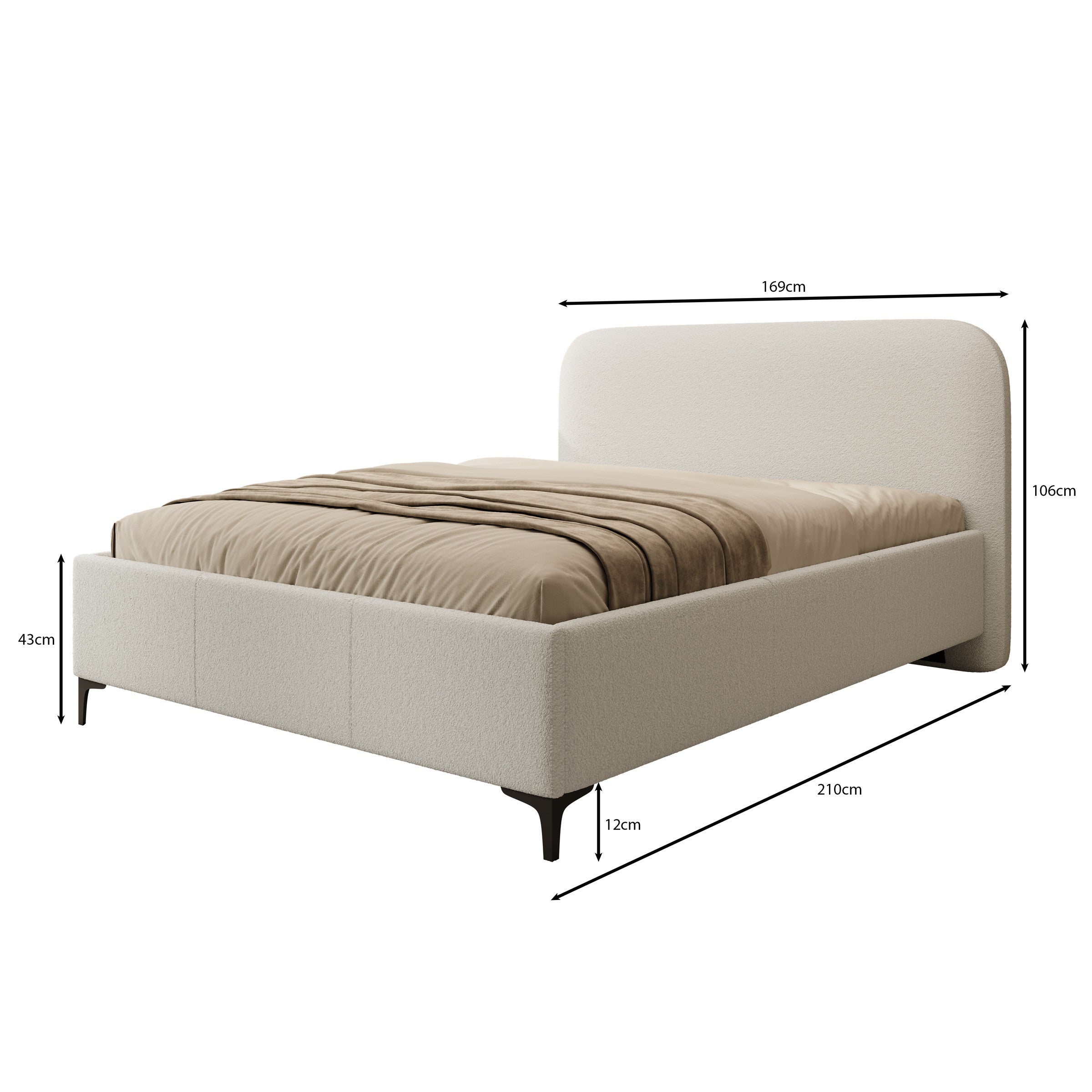 Helsink - Tweepersoonsbed - Teddystof grijs - 160x200 cm