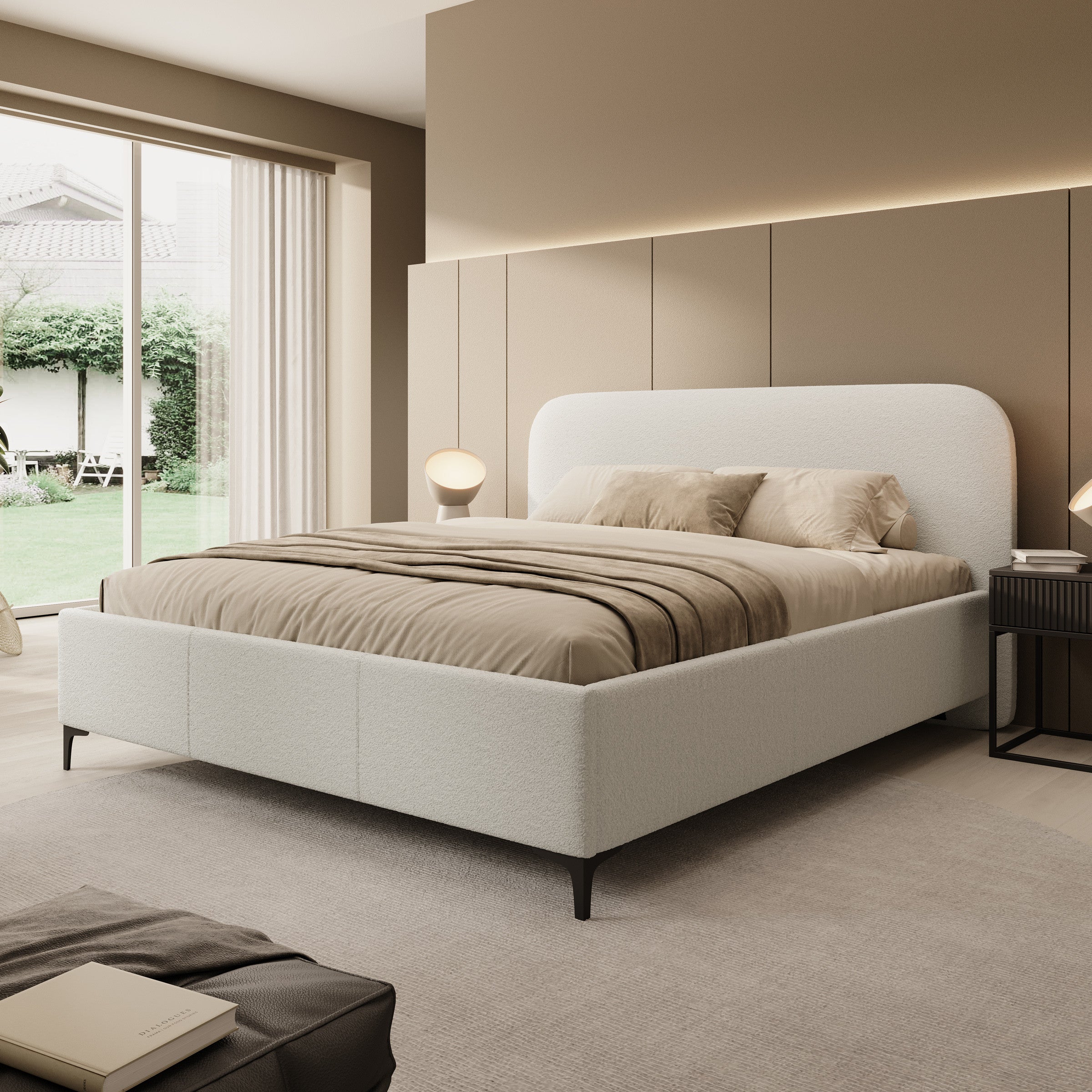 Helsink - Tweepersoonsbed - Teddystof beige - 180x200 cm