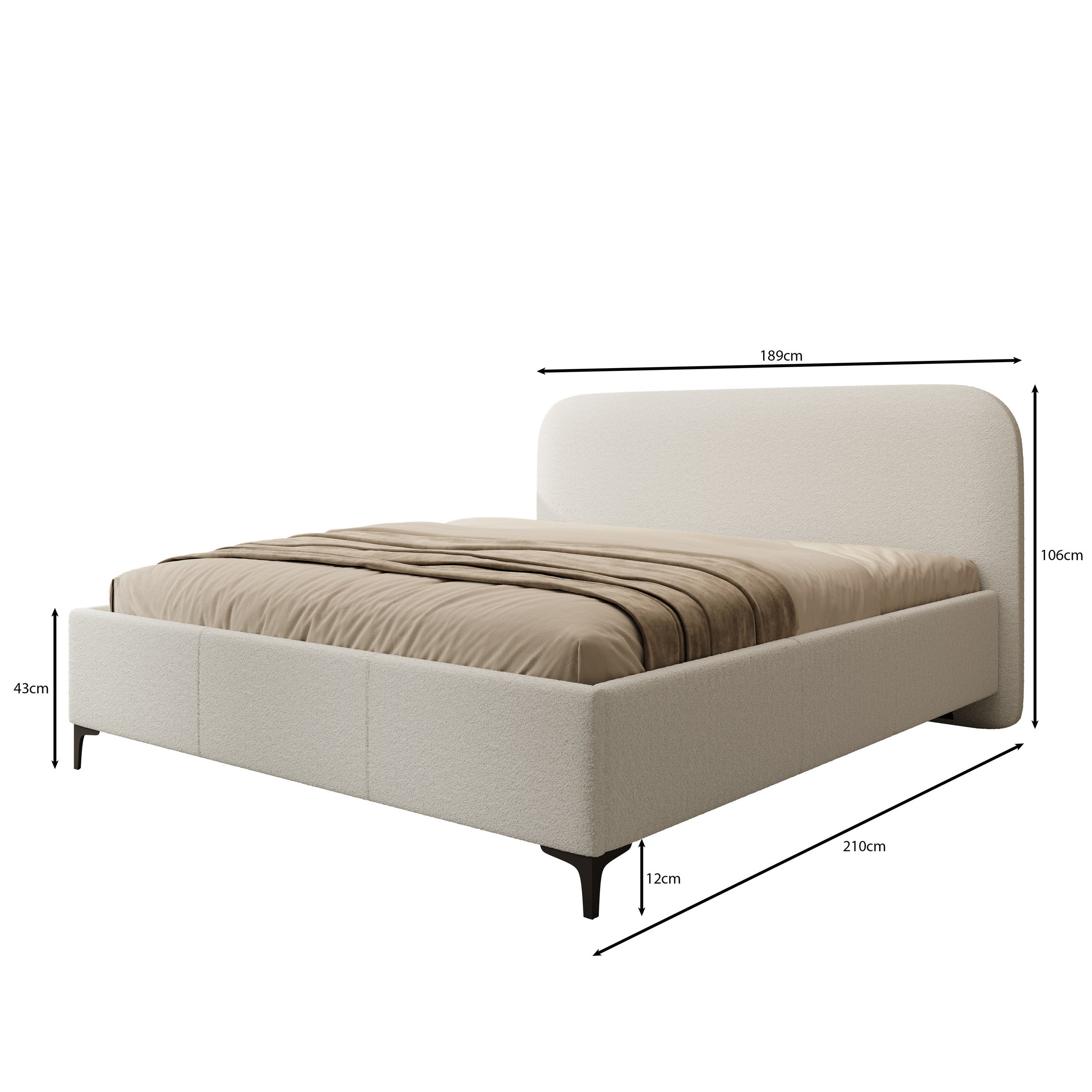 Helsink - Tweepersoonsbed - Teddystof grijs - 180x200 cm