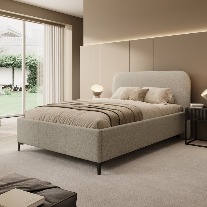 Helsink - Tweepersoonsbed - Teddystof grijs - 140x200 cm