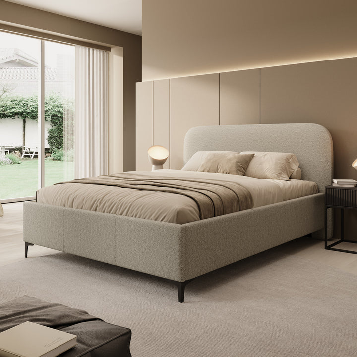 Helsink - Tweepersoonsbed - Teddystof grijs - 160x200 cm