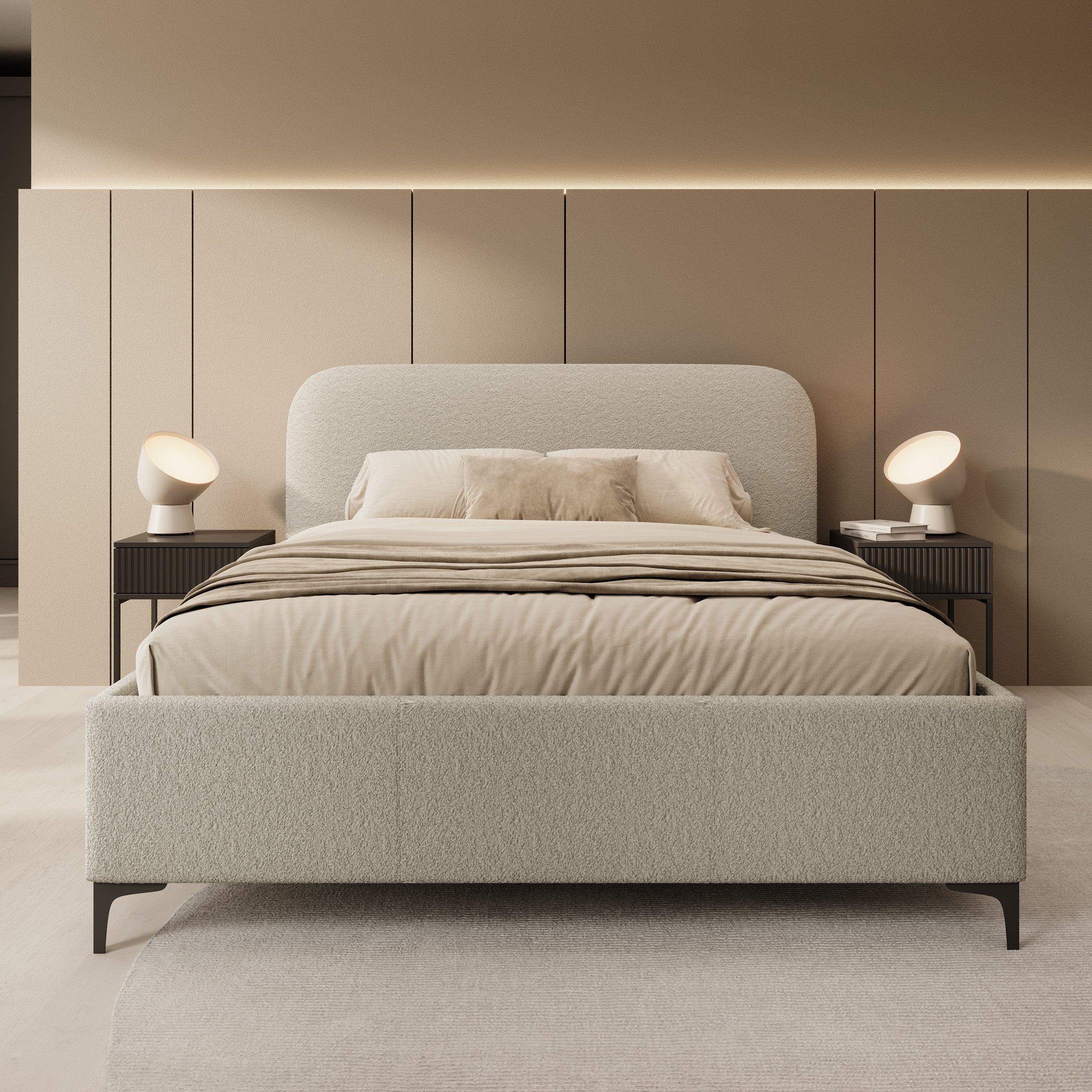 Helsink - Tweepersoonsbed - Teddystof grijs - 160x200 cm
