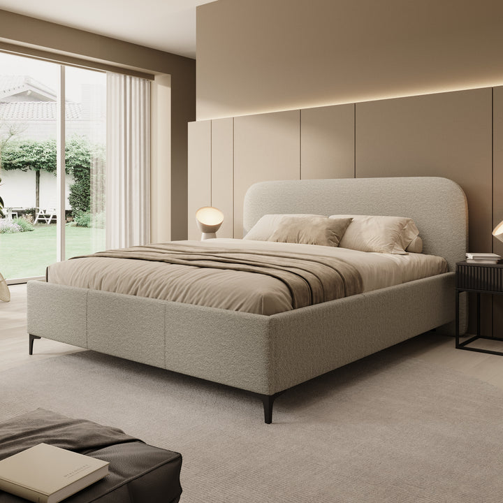 Helsink - Tweepersoonsbed - Teddystof grijs - 180x200 cm