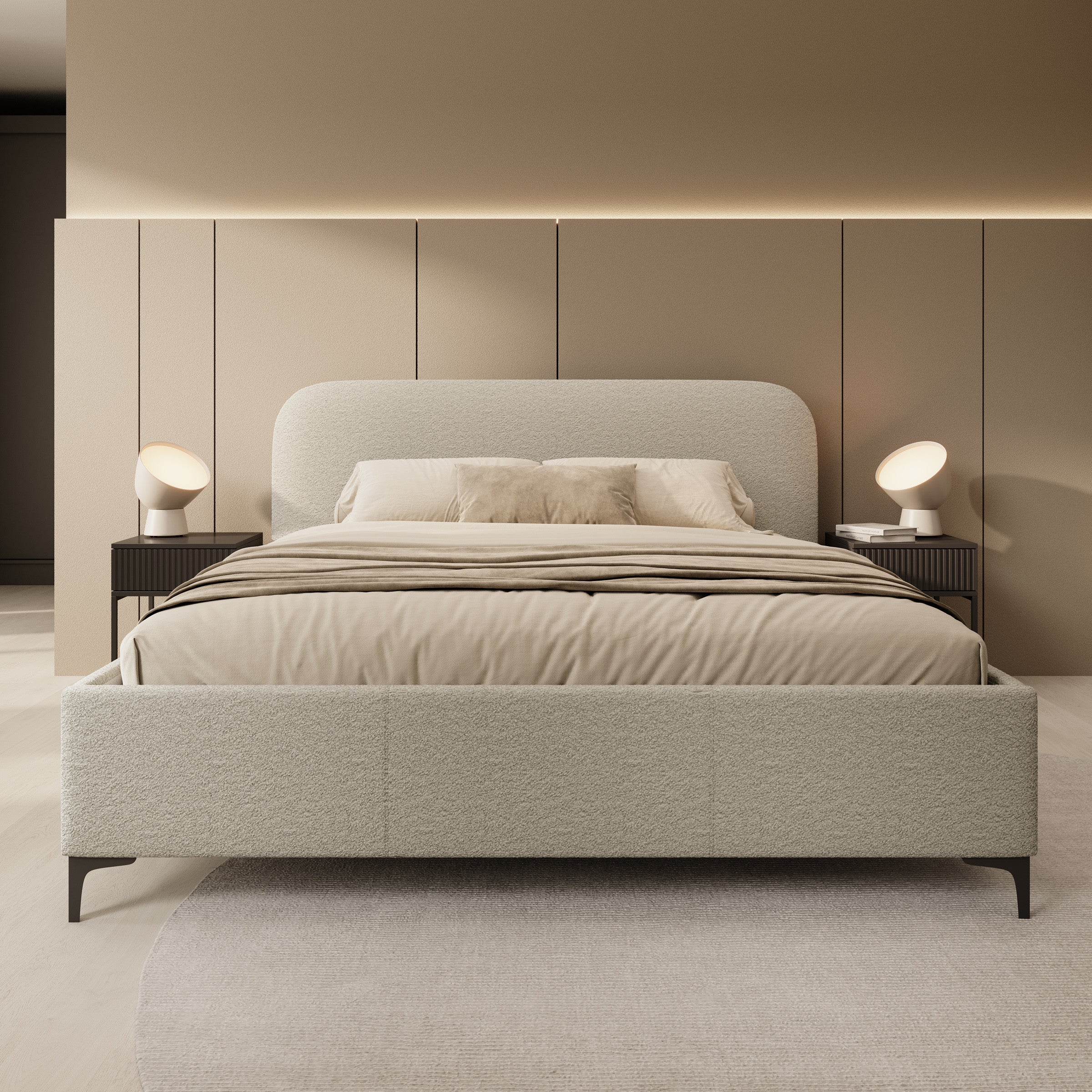 Helsink - Tweepersoonsbed - Teddystof grijs - 180x200 cm