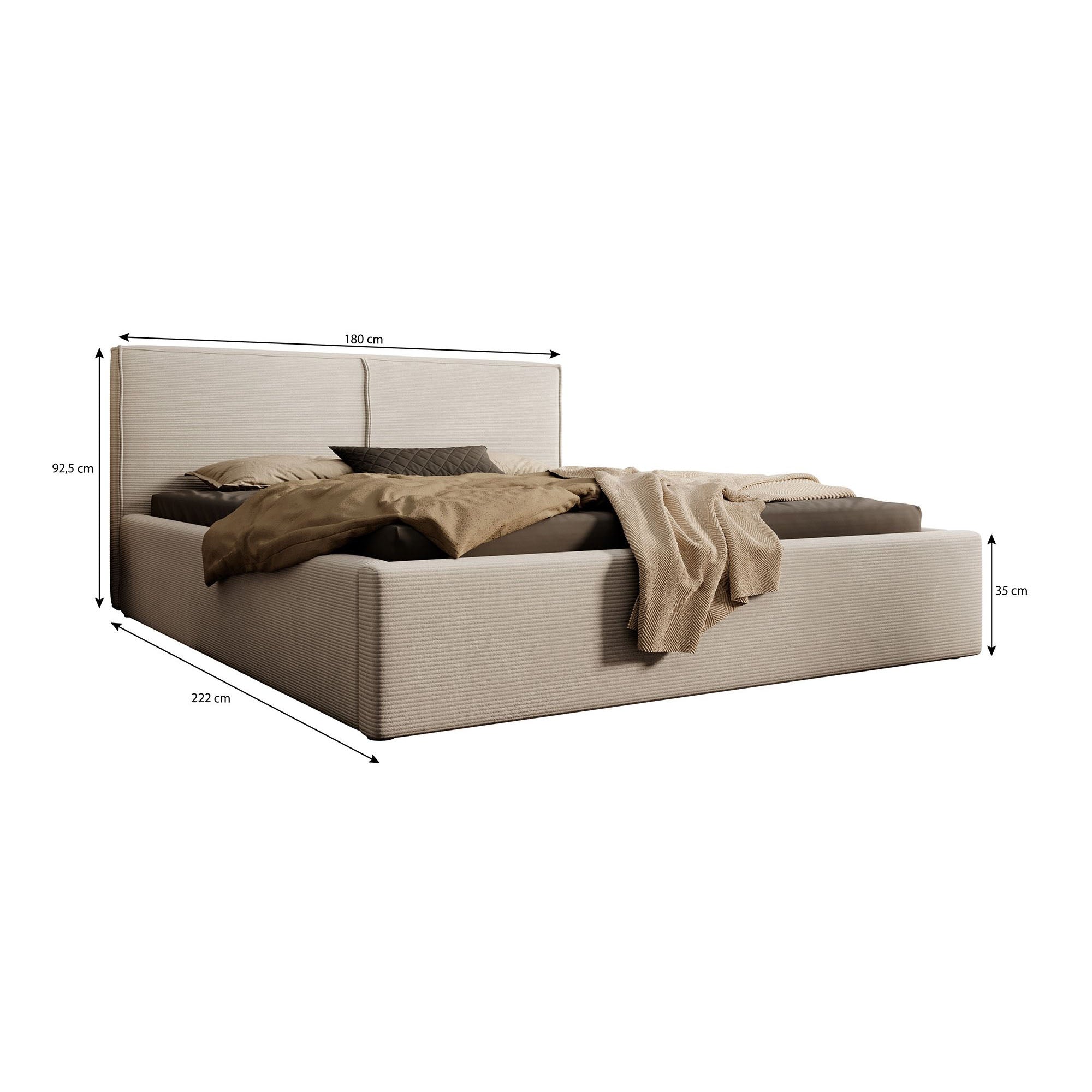 Infinity - Tweepersoonsbed - Fluffy ribstof beige - 160x200 cm