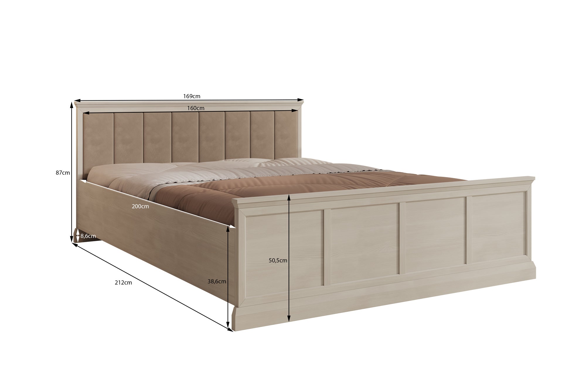 Leroy - Tweepersoonsbed - Wit - 160x200 cm
