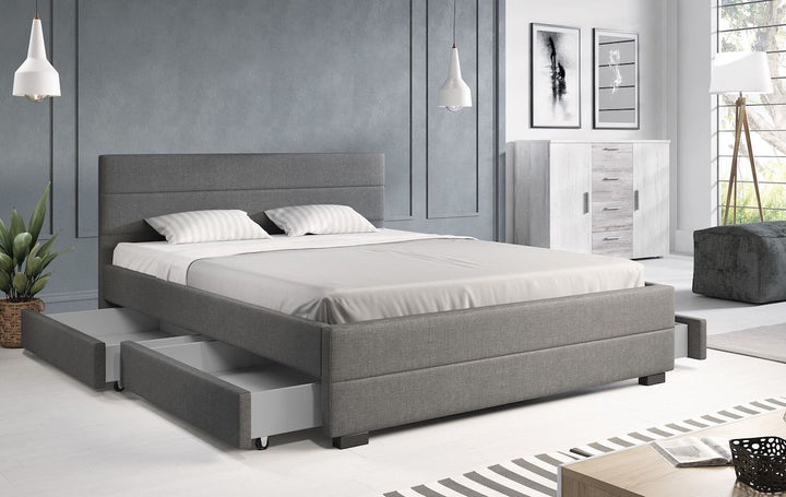 Loox - Tweepersoonsbed met 4 lades - Stof grijs - 160x200 cm