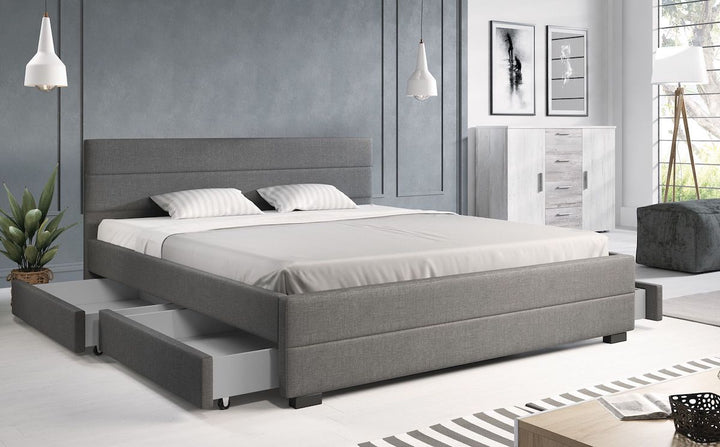 Loox - Tweepersoonsbed met 4 lades - Stof grijs - 180x200 cm