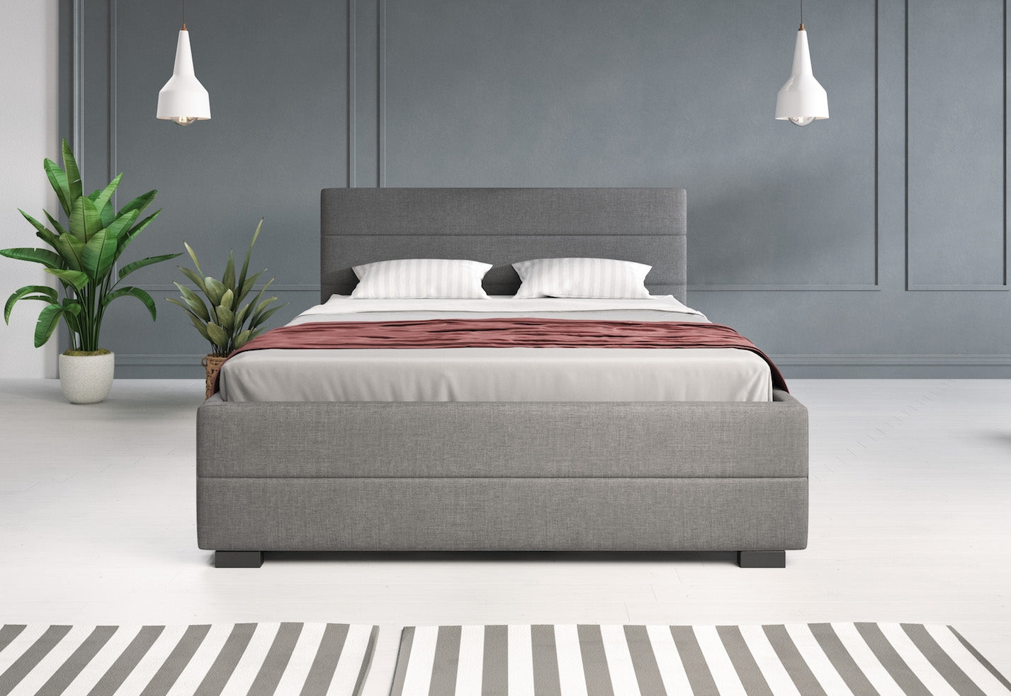 Loox - Tweepersoonsbed met 4 lades - Stof grijs - 140x200 cm