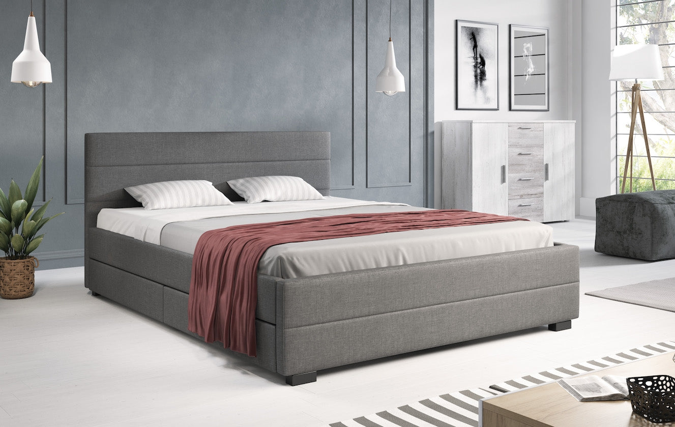 Loox - Tweepersoonsbed met 4 lades - Stof grijs - 160x200 cm