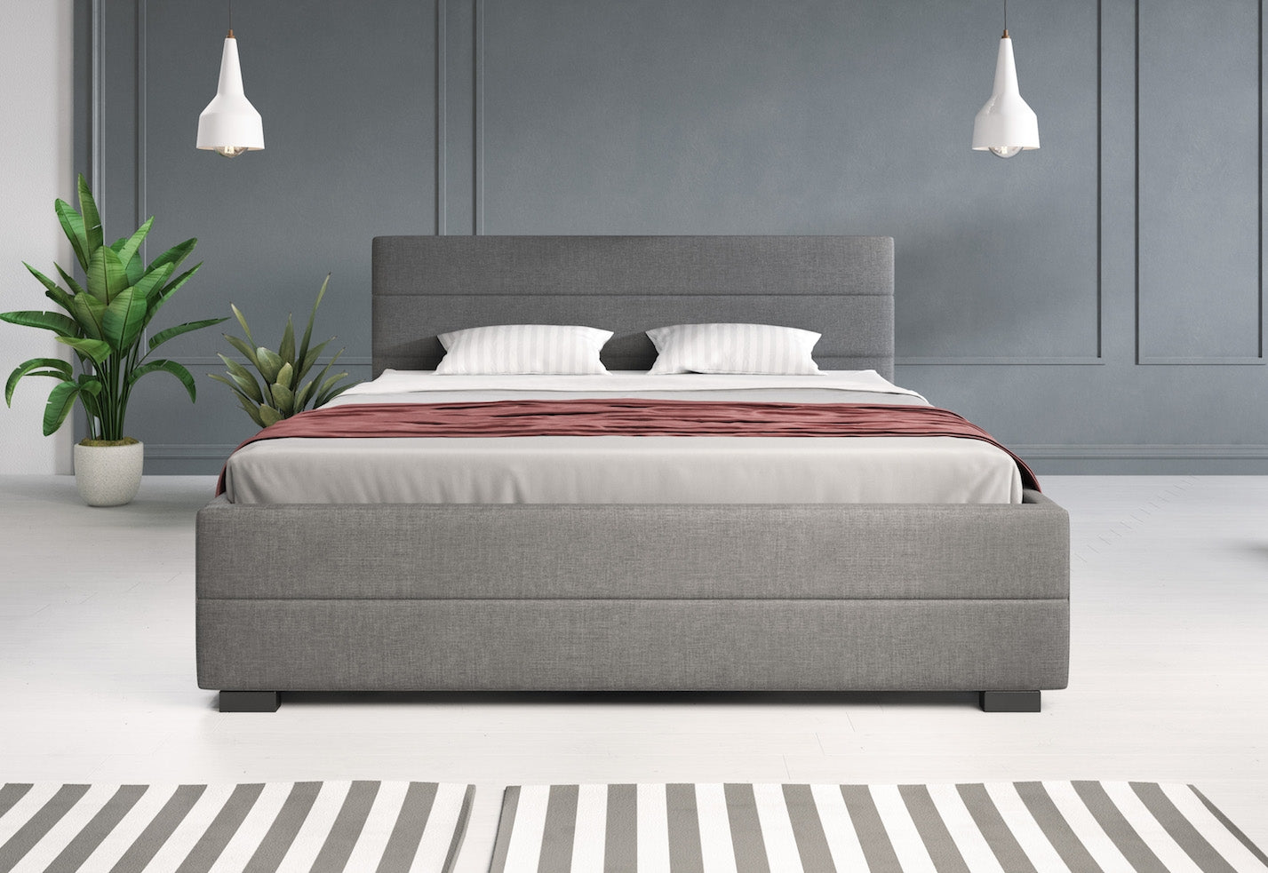 Loox - Tweepersoonsbed met 4 lades - Stof grijs - 160x200 cm