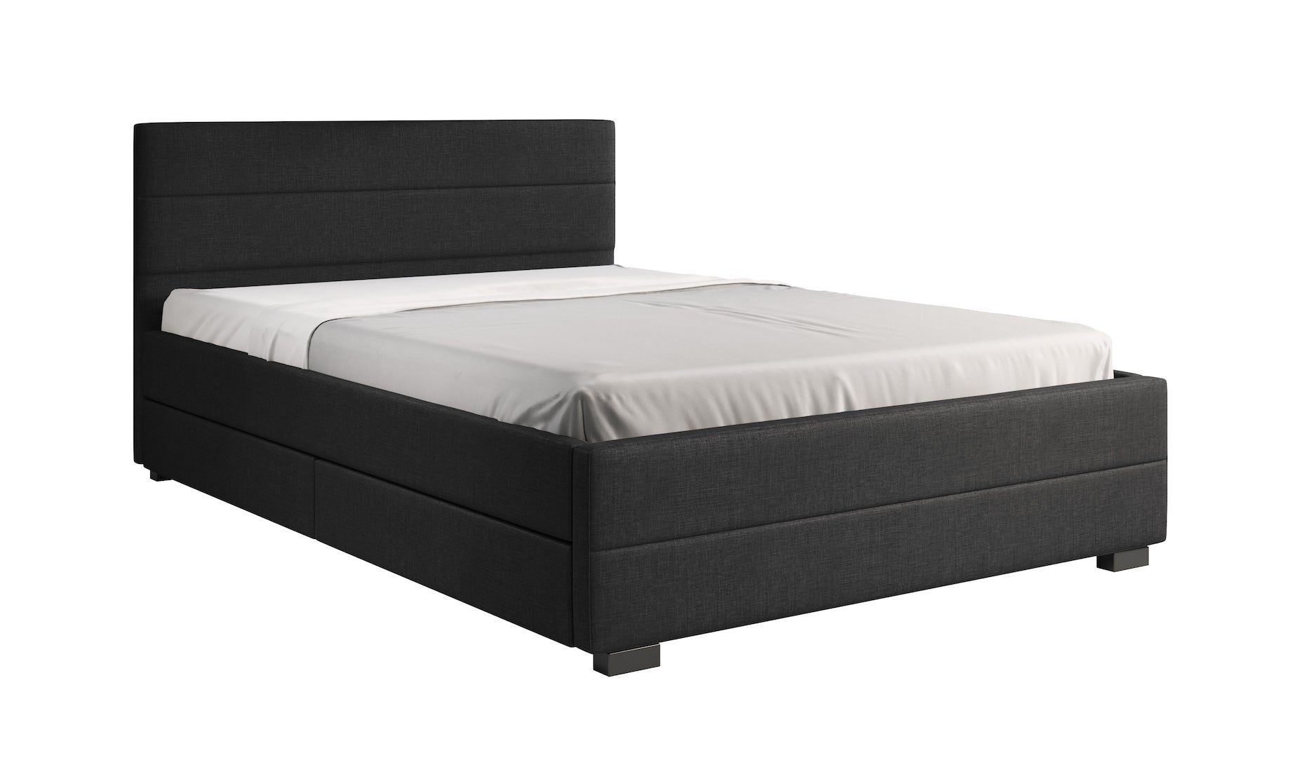 Loox - Tweepersoonsbed met 4 lades - Stof zwart - 140x200 cm