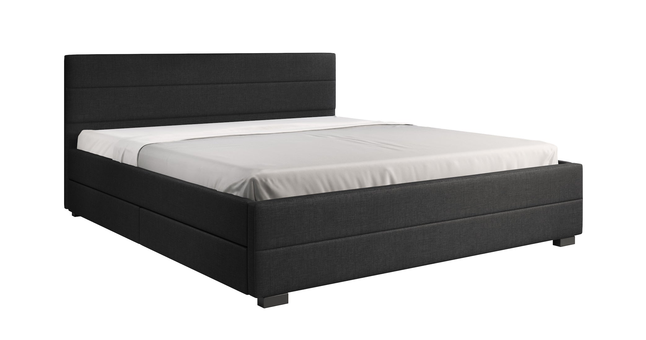 Loox - Tweepersoonsbed met 4 lades - Stof zwart - 180x200 cm