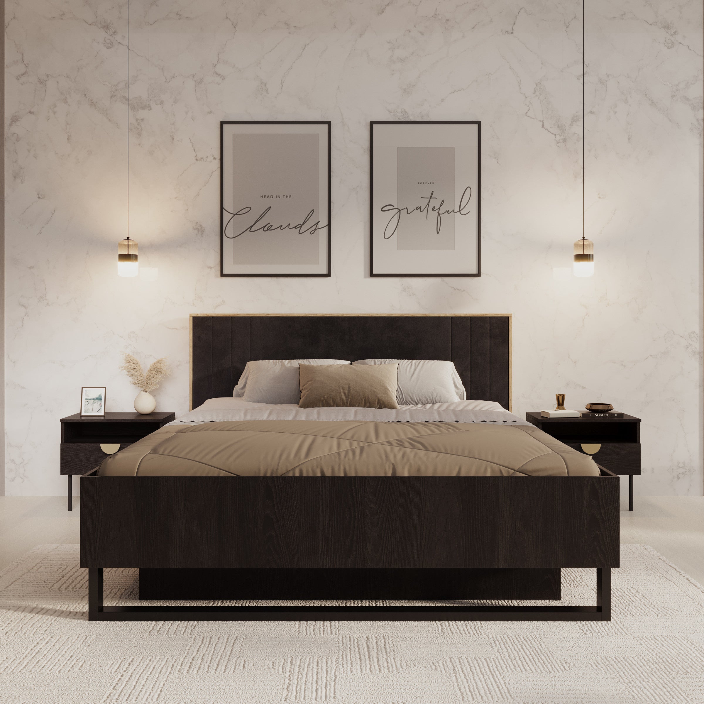 Monor - Tweepersoonsbed met opbergruimte - Zwart - 160x200 cm