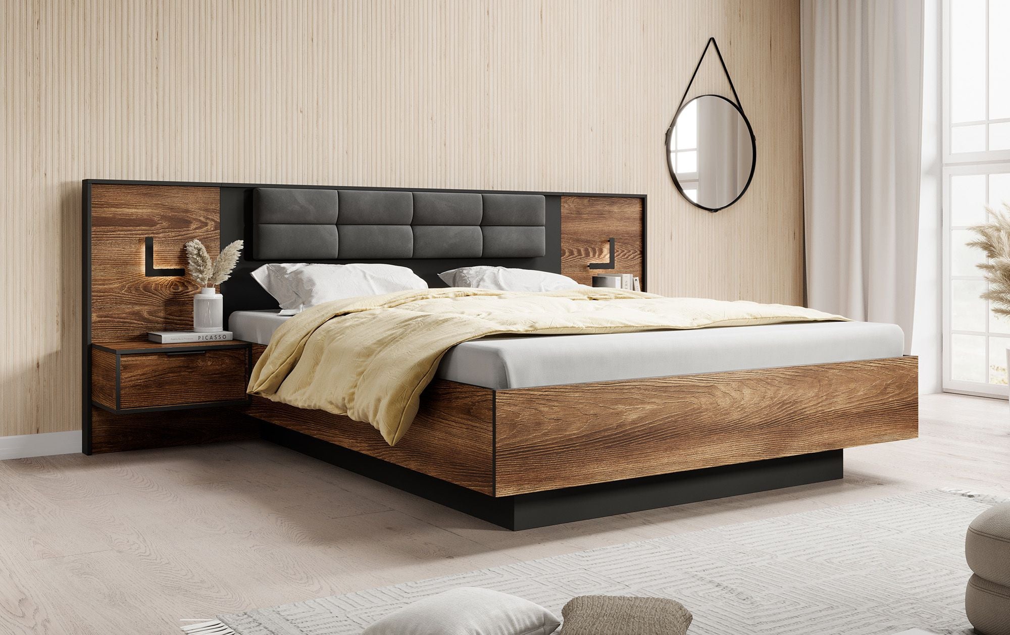 Mulvey - Slaapkamer - Eiken/Antraciet - 160x200 cm