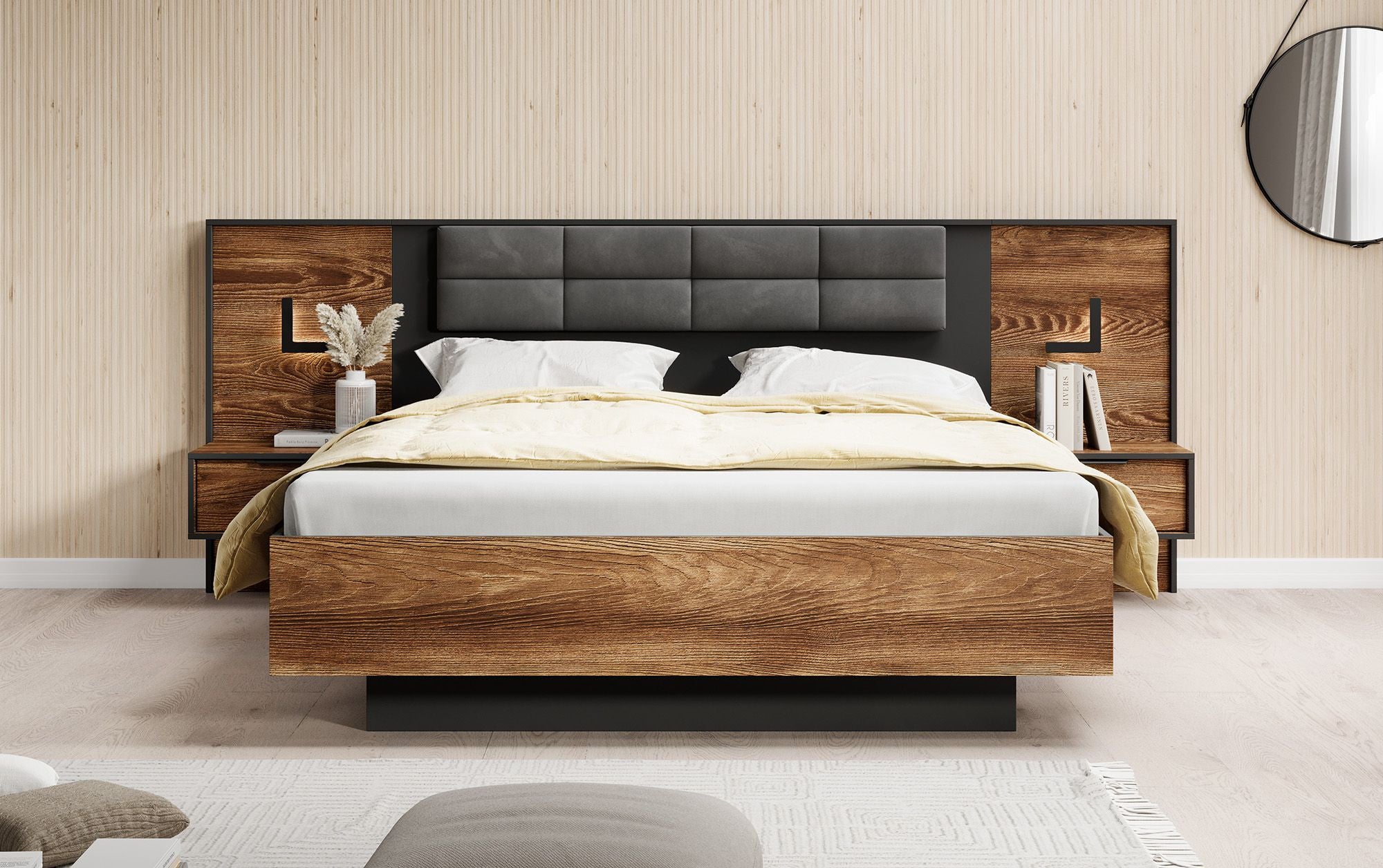 Mulvey - Slaapkamer - Eiken/Antraciet - 160x200 cm