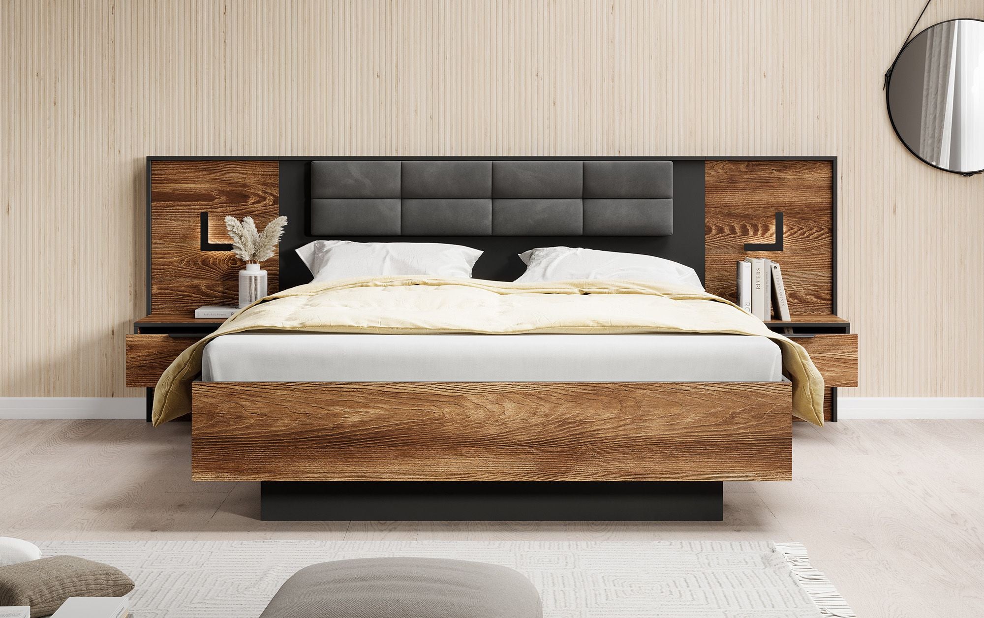 Mulvey - Slaapkamer - Eiken/Antraciet - 160x200 cm