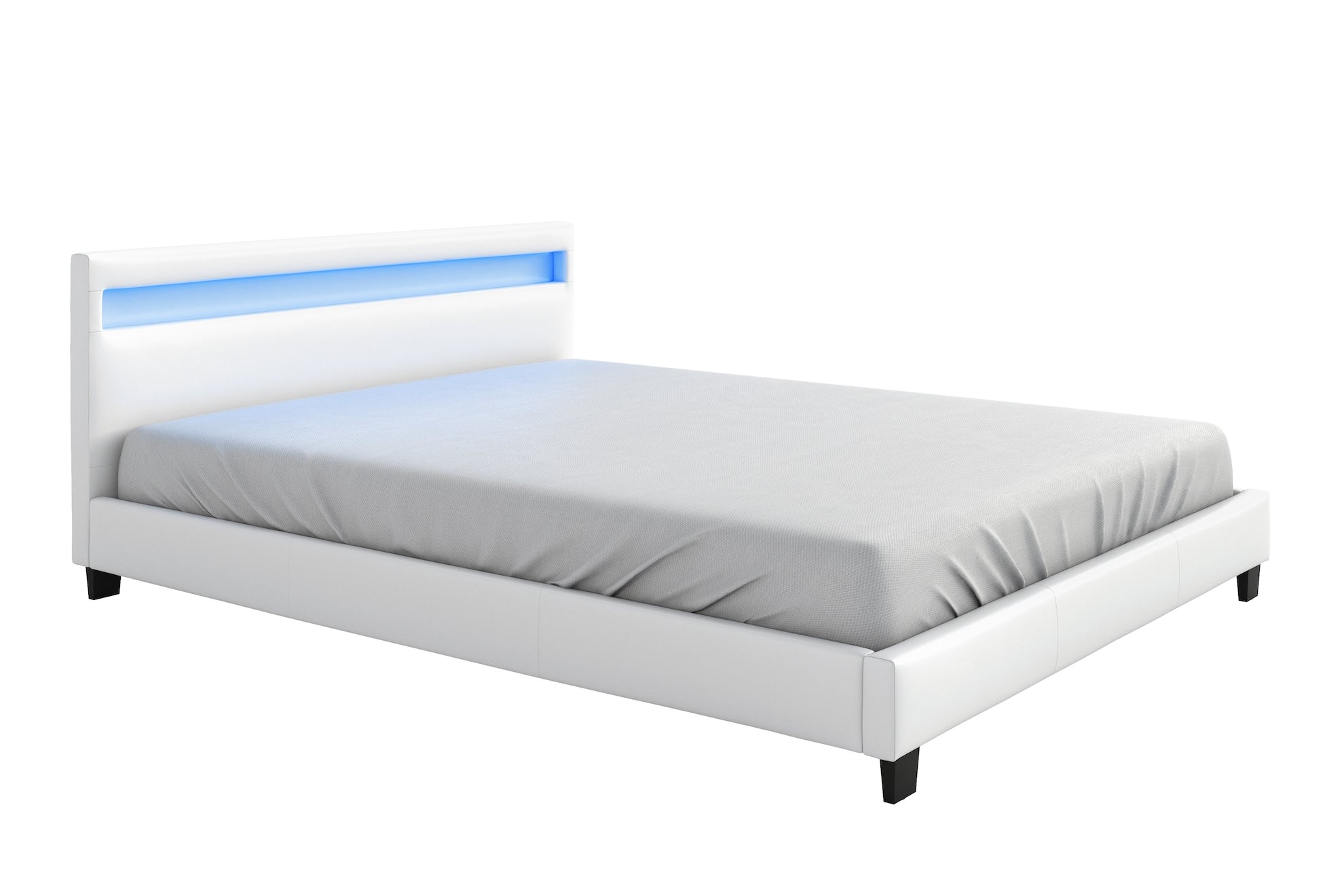 BRILVERDE Tweepersoonsbed, 160 x 200 cm, met led en USB-poort, bed met lattenbodem en 3 laden, opslag in het hoofdeinde, voor volwassenen en jongeren, grijs BRILVERDE Tweepersoonsbed, 160 x 200 cm, met led en USB-poort, bed met lattenbodem en 3 laden, opslag in het hoofdeinde, voor volwassenen en jongeren, grijs