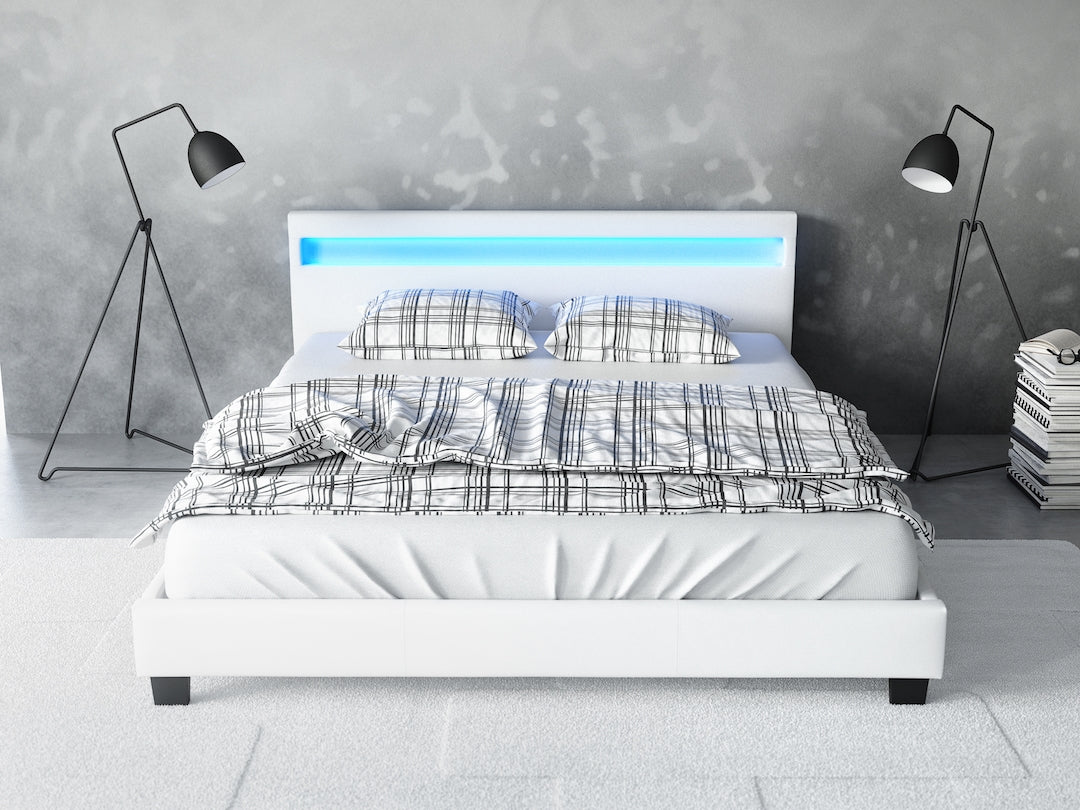 Paris - Tweepersoonsbed met verlichting - Wit - 140x200 cm