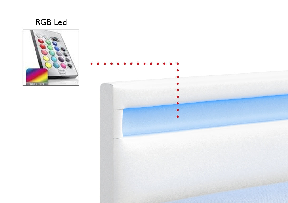 Paris - Tweepersoonsbed met verlichting - Wit - 140x200 cm