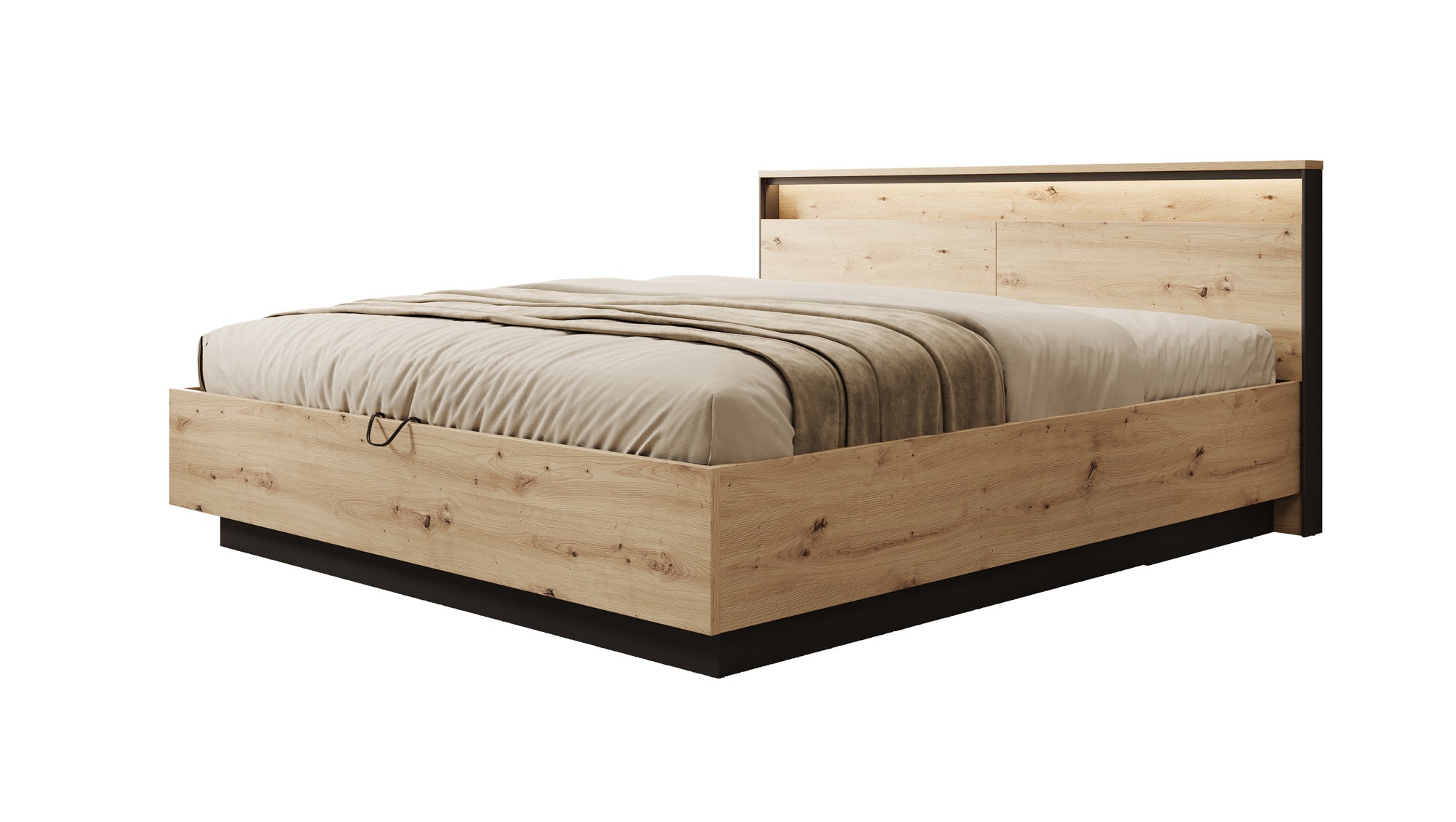 Quarry - Tweepersoonsbed met opbergruimte - Eiken - 180x200 cm