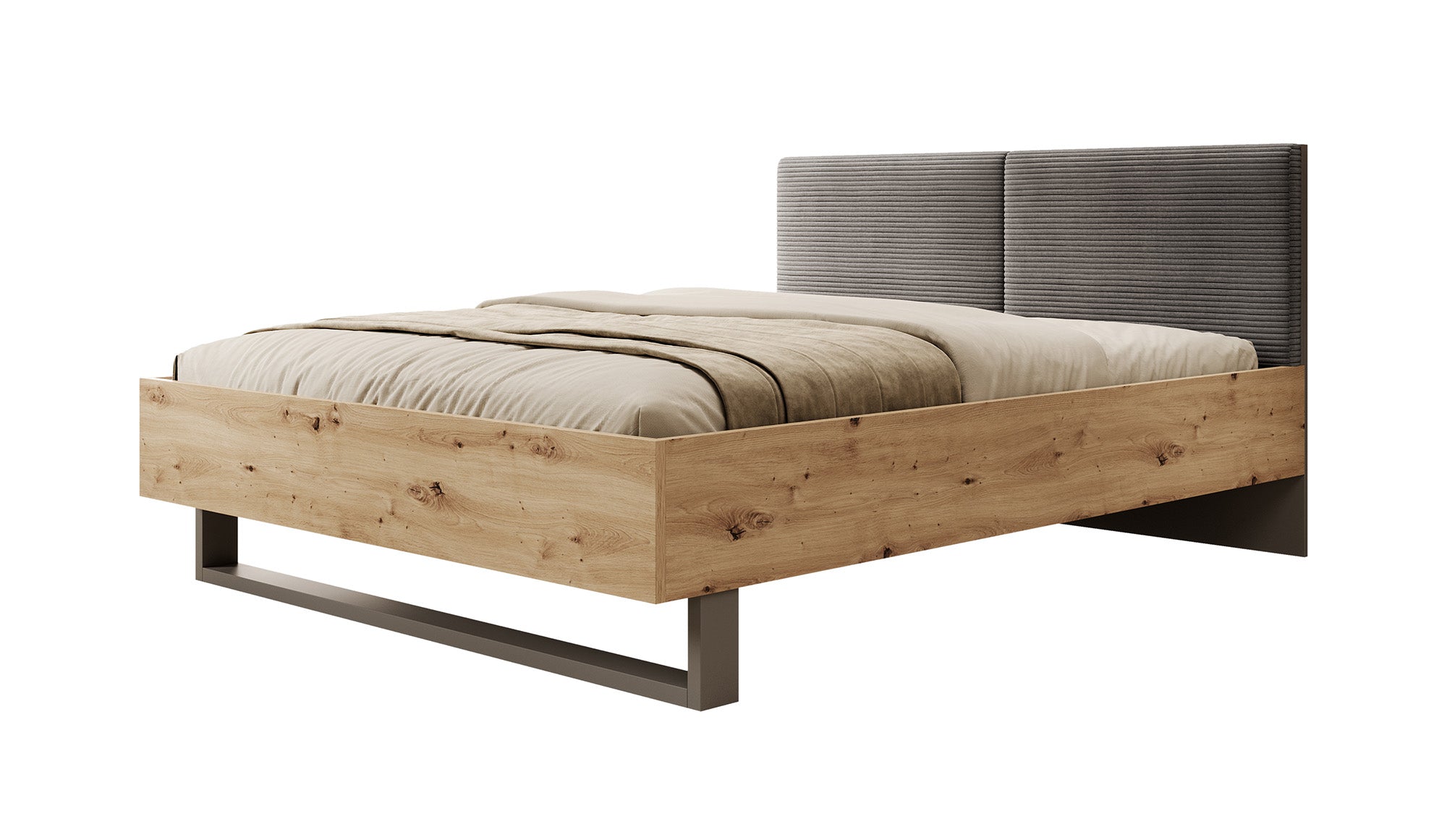 Roma - Tweepersoonsbed - Grijs/Eiken - 160x200 cm