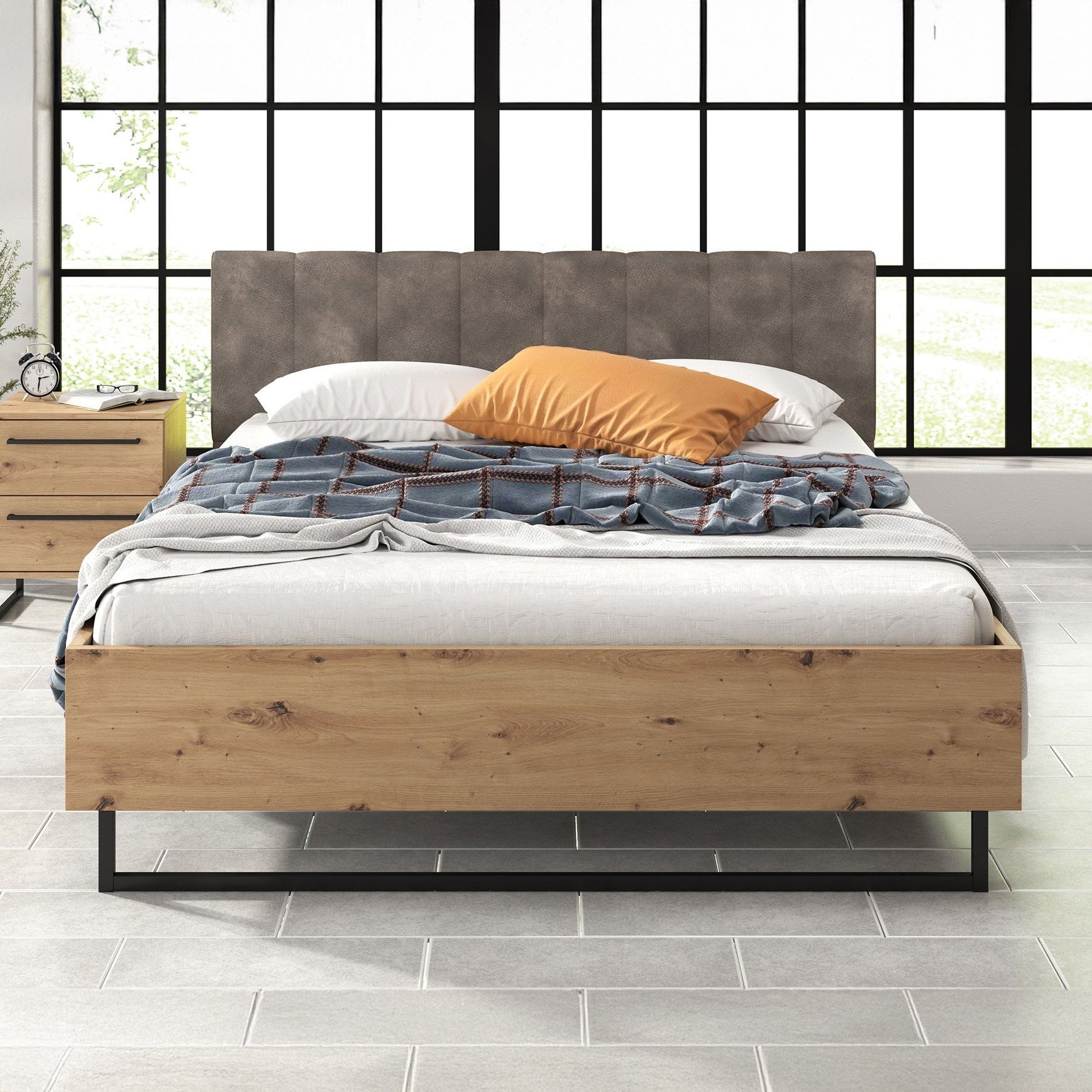Slaapkamer Saturn - Eiken - Zwart - 180 - Groot