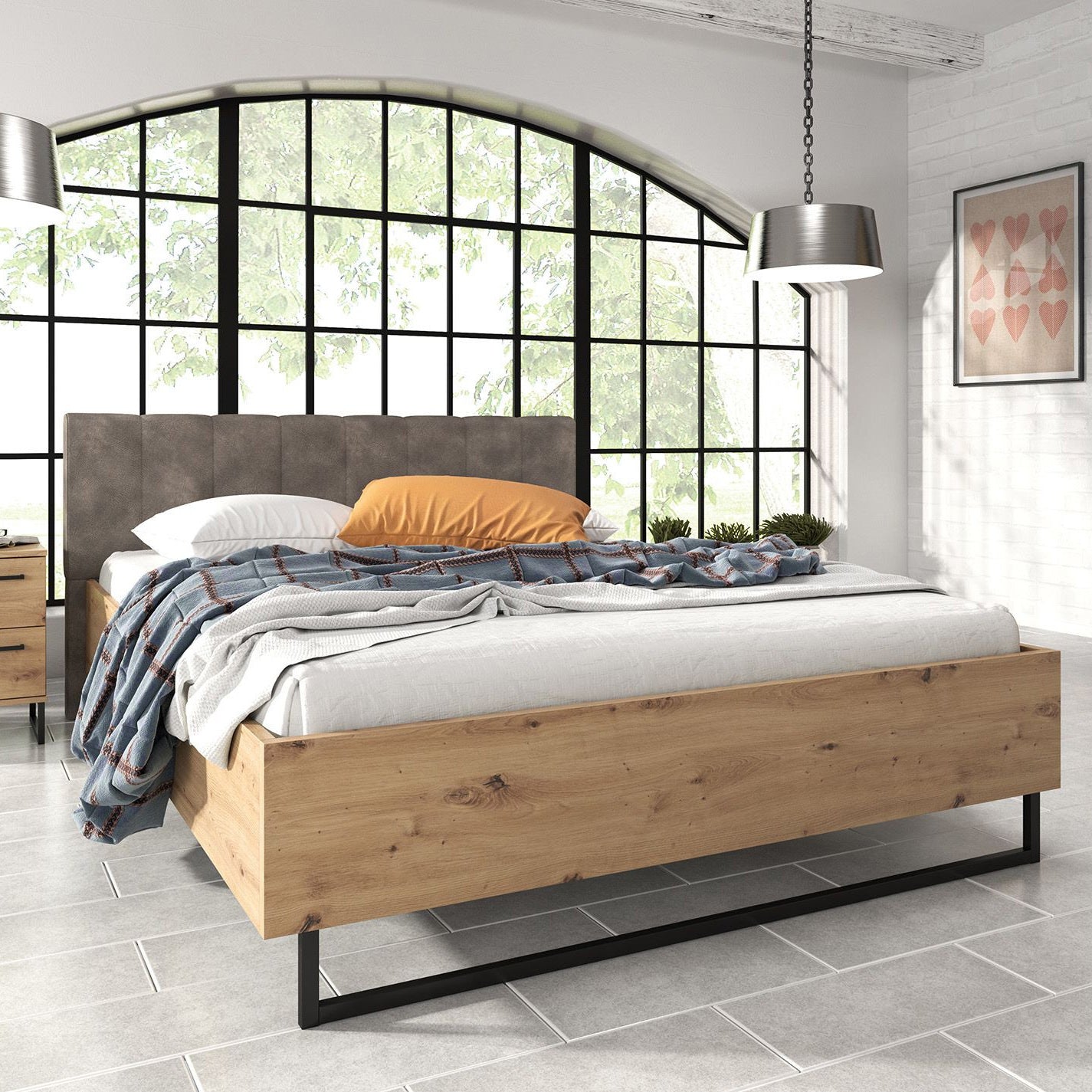 Slaapkamer Saturn - Eiken - Zwart - 180 - Groot