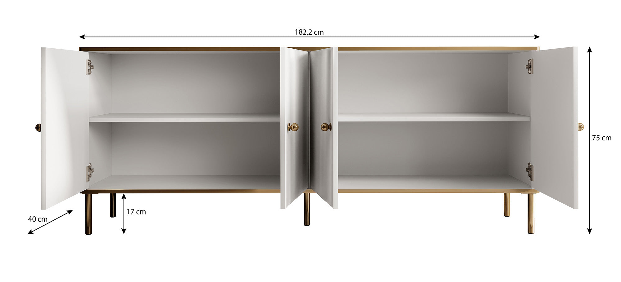 Vanty - Dressoir - Wit - 182x40x75 cm