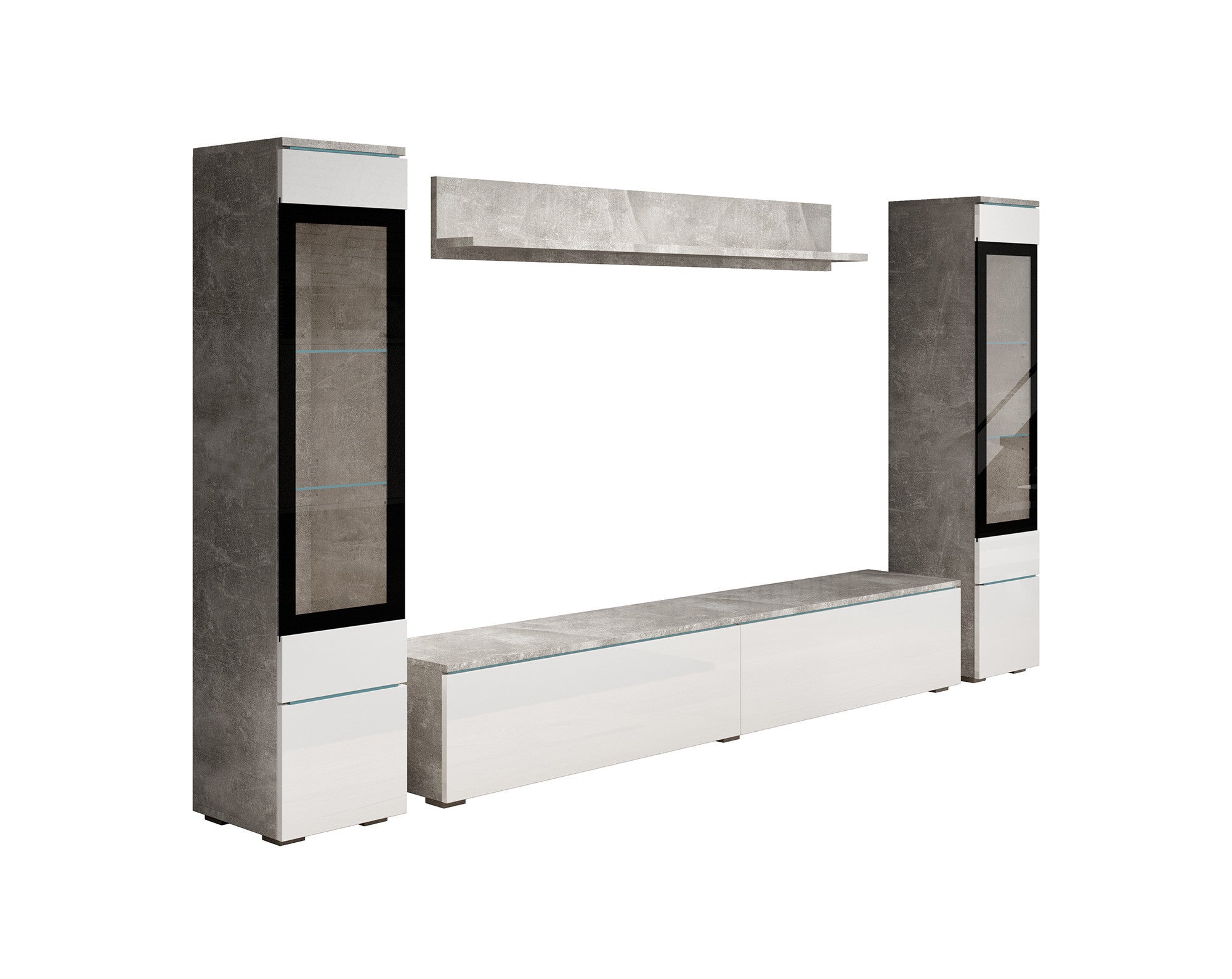 Variety - Wandmeubel - Wit/betonlook - 180x33x32 cm