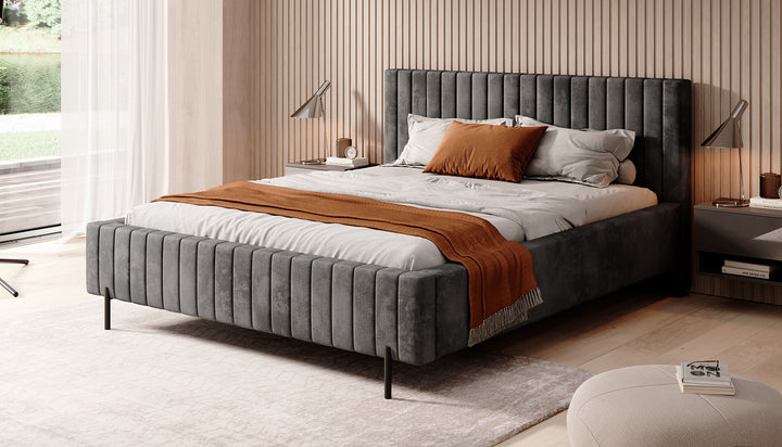 Ventum - Tweepersoonsbed - Velvet donkergrijs - 160x200 cm
