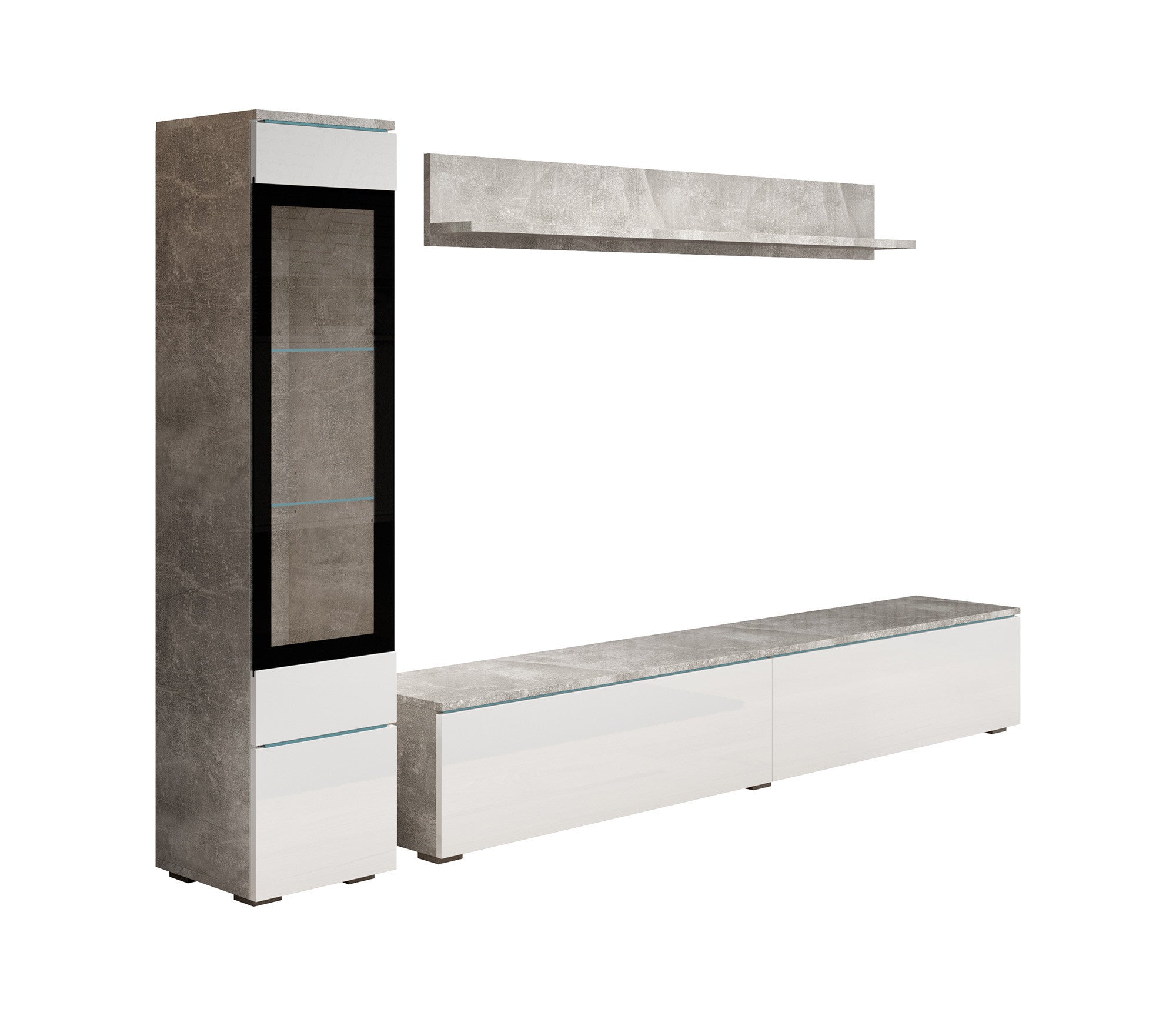 Verity - Wandmeubel - Wit/betonlook - 180x33x32 cm